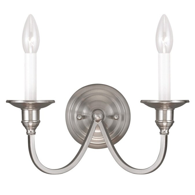 Livex Lighting Cranford 13 In W 2 Light Brushed Nickel Candle Wall Sconce The Sconces Department At Com - Brushed Nickel Candle Wall Sconces