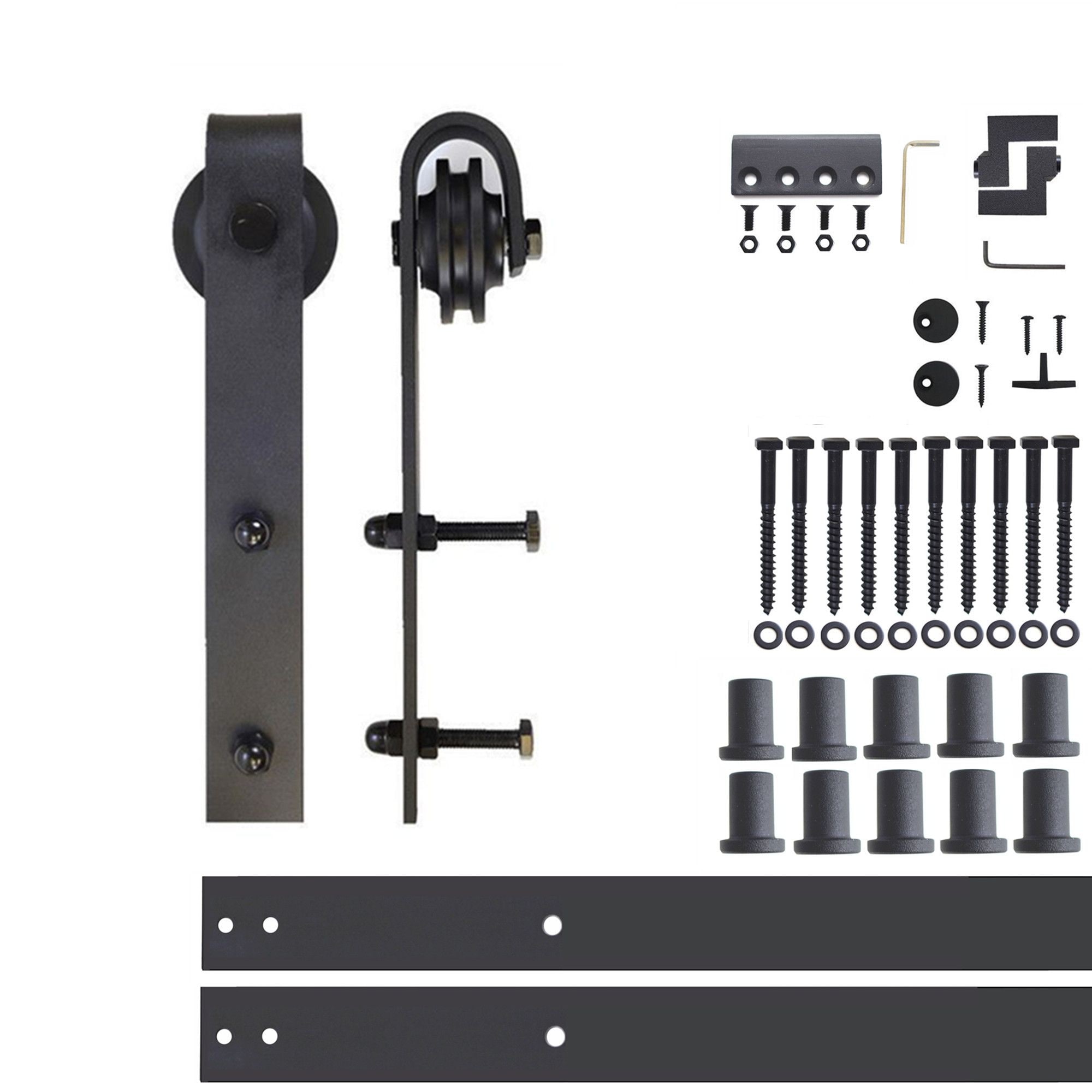 HOMACER 72-in Brushed Nickel Indoor I-strap Single Barn Door Hardware Kit ZT1DNZ072C Sansujyuku sansujyuku.com