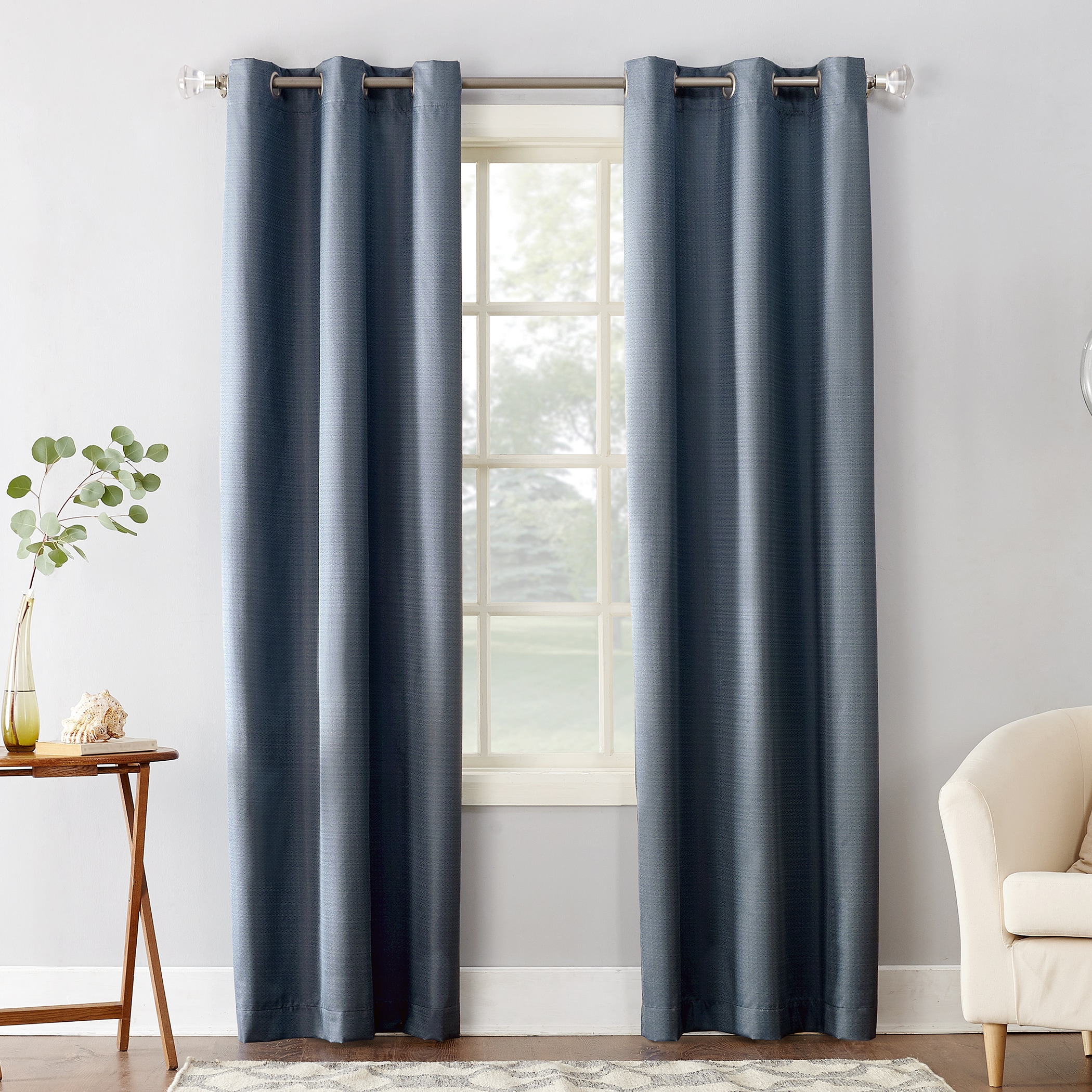 Sun Zero 50707 84-Inches Blue Room darkening Thermal lined Grommet Single curtain panel