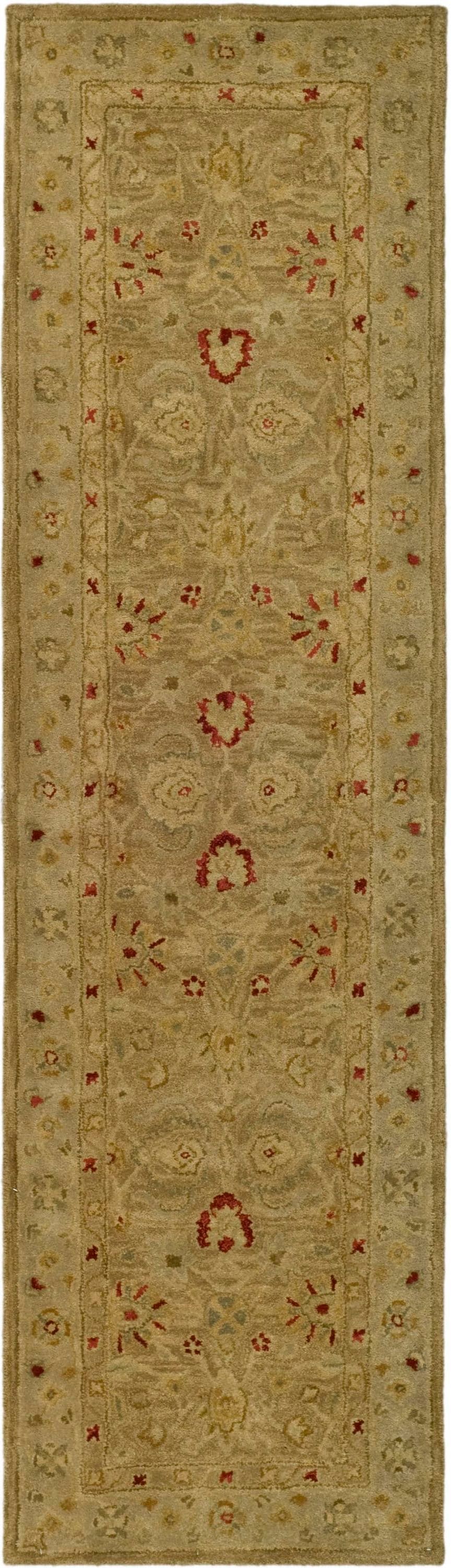 Safavieh AT822B-216 Antiquity Zanjan 2 x 16 (ft) Tufted Wool Brown/Beige Rectangular Indoor Floral/Botanical Vintage Runner rug