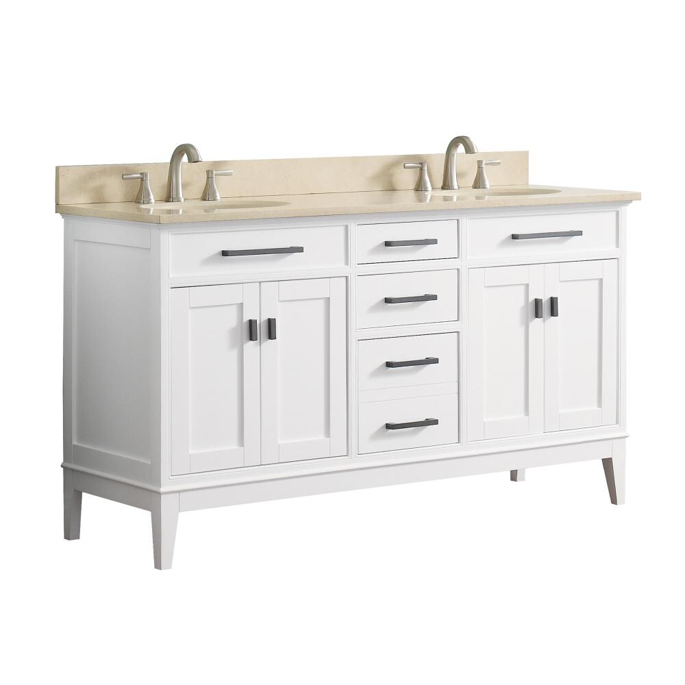 Avanity Madison 61-in White Undermount Double Sink Bathroom Vanity with ...