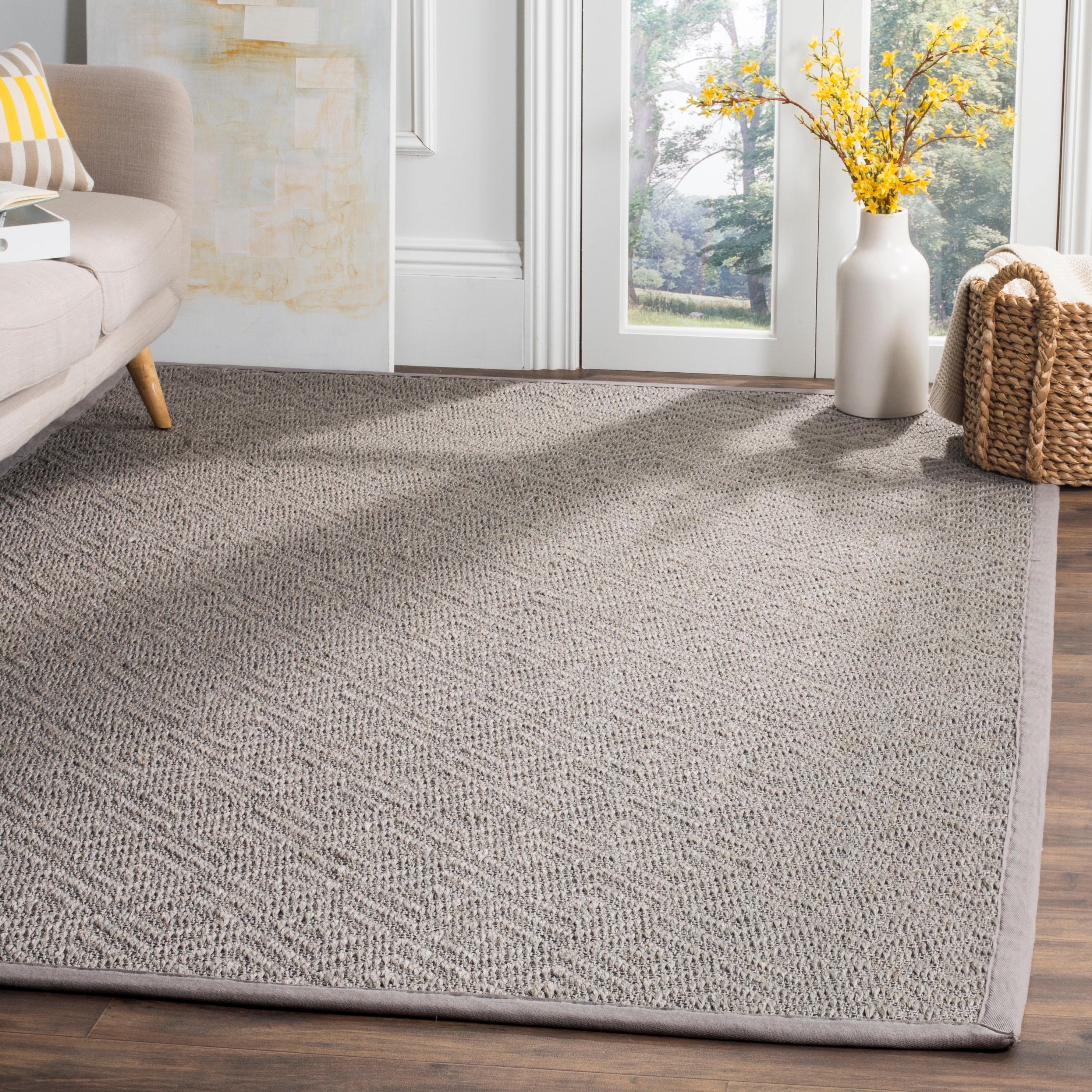 Handmade Gray Cotton 6' x 6' Square Area Rug