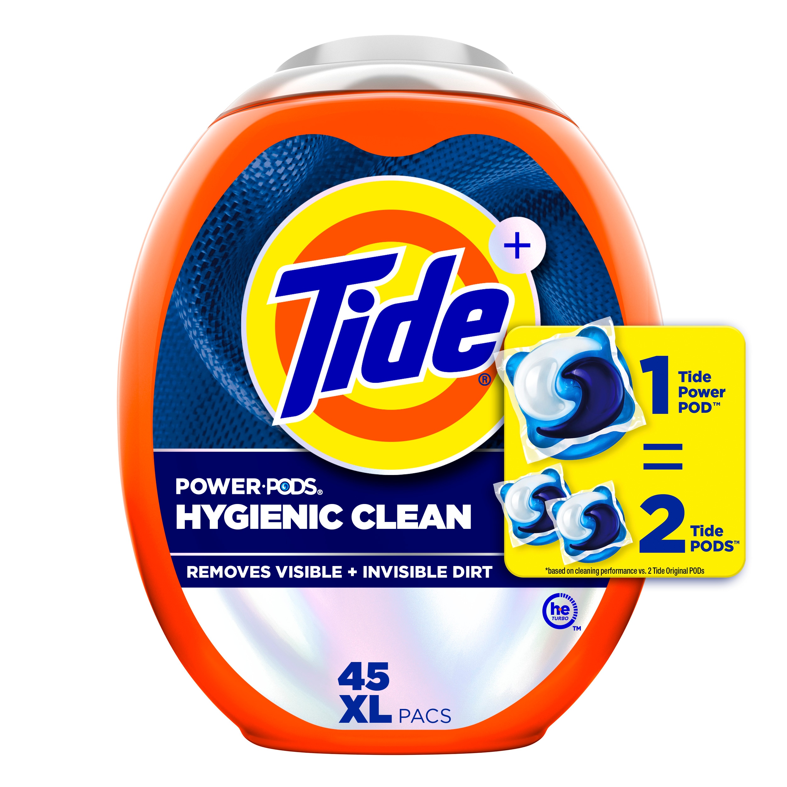 Tide 3077209163 45 -Pack Power Pods plus Hygienic Clean Heavy Duty Original HE Laundry Detergent ( 72 Ounce(s) )