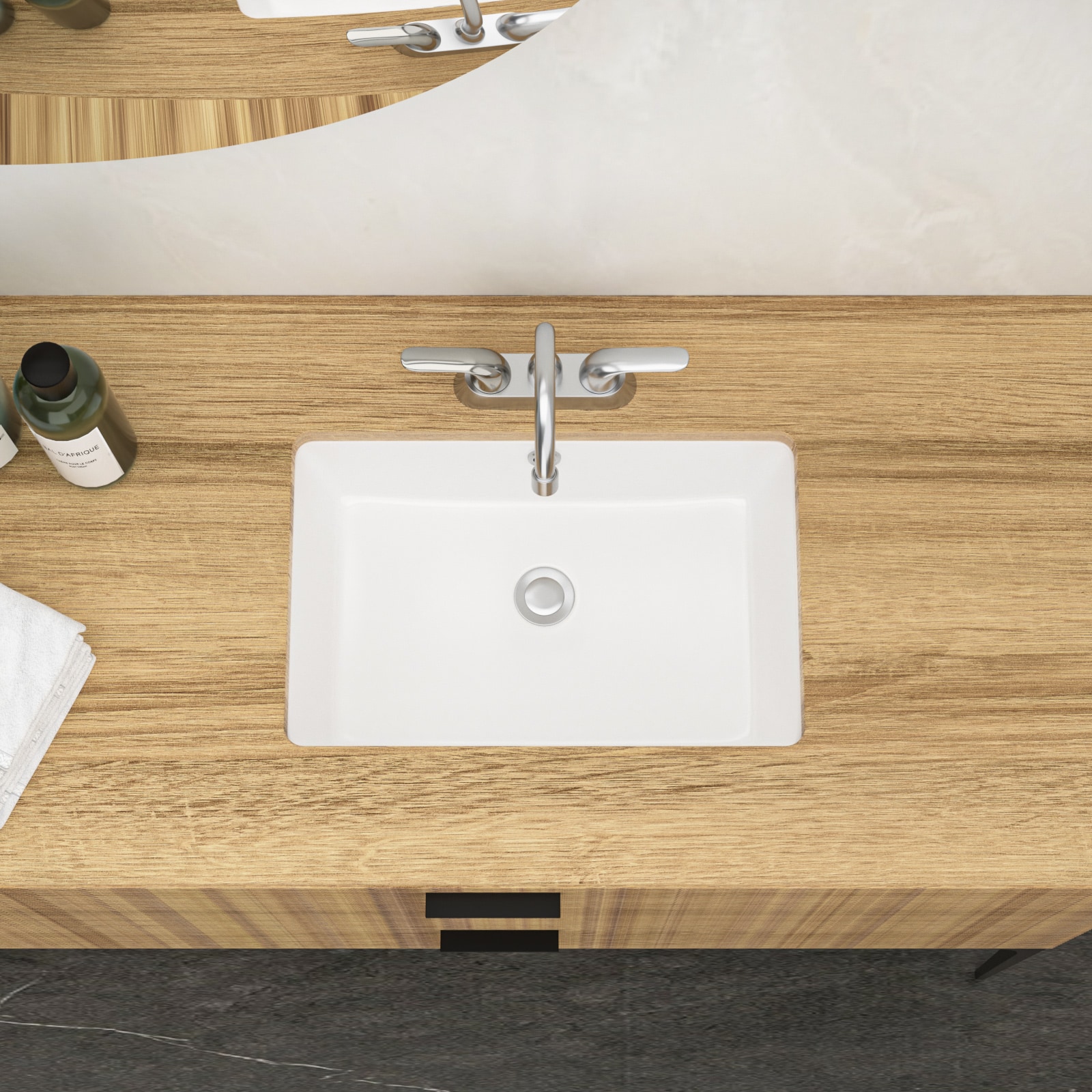 Tatayosi XJ-18 inch x 12 inch White Ceramic Rectangular Undermount Bathroom Sink with Overflow