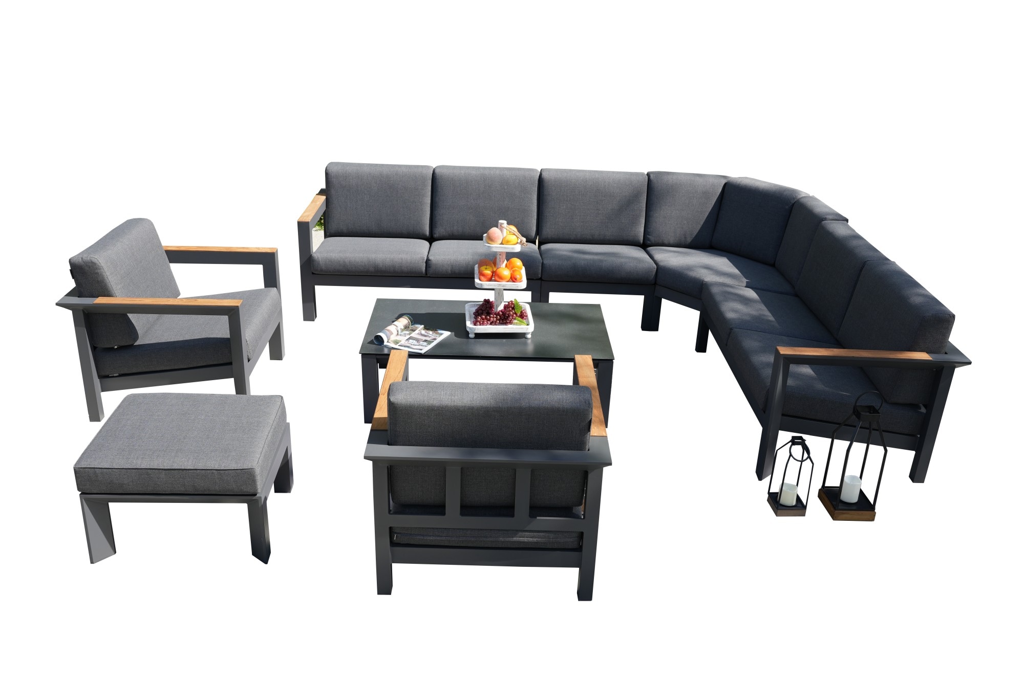 Direct Wicker DWS-2327&2326C 8 -Piece Patio Sofa Conversation Set with Gray Cushions