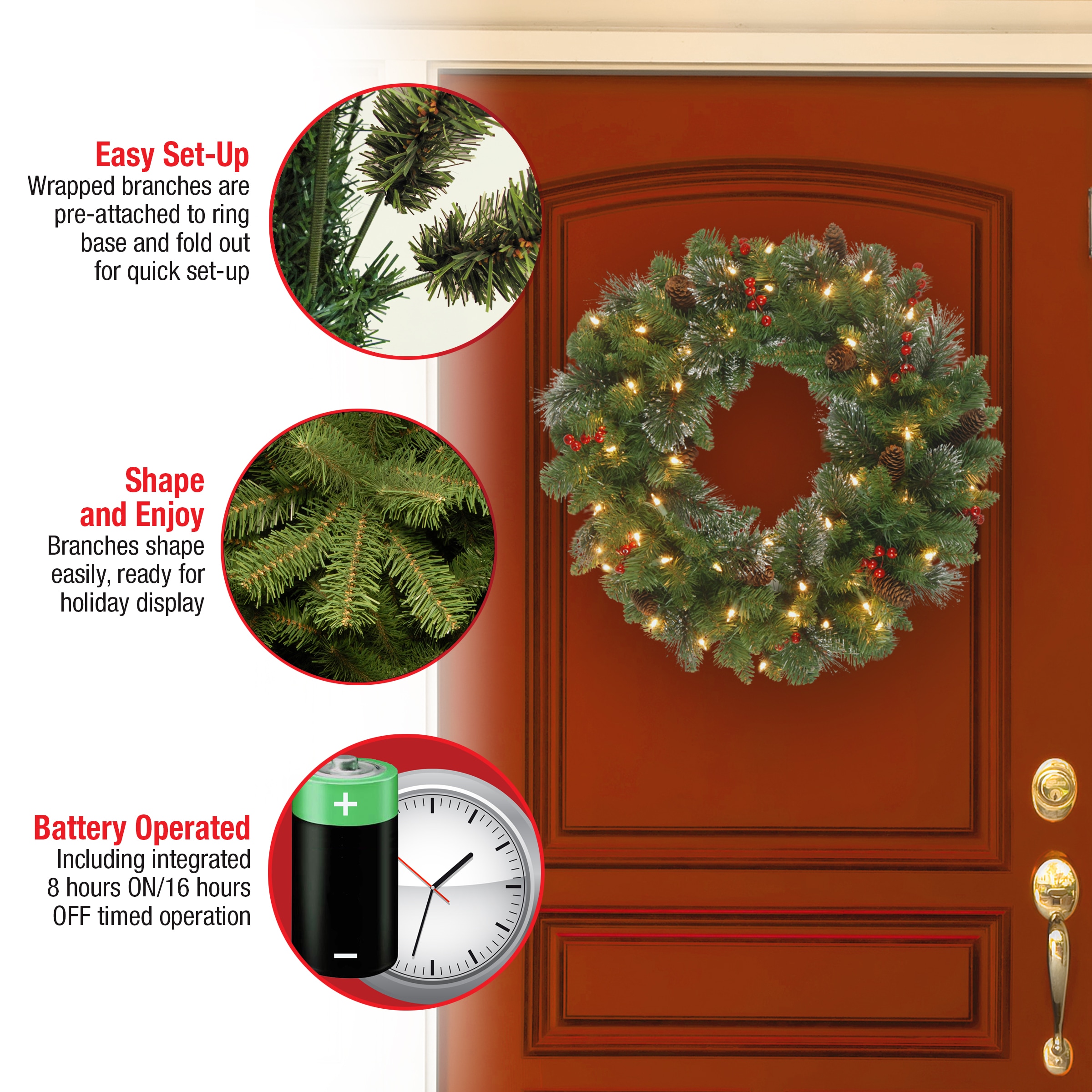 National Tree Company CW7-306-24W-B1 Artificial-Christmas-Wreaths - View #6