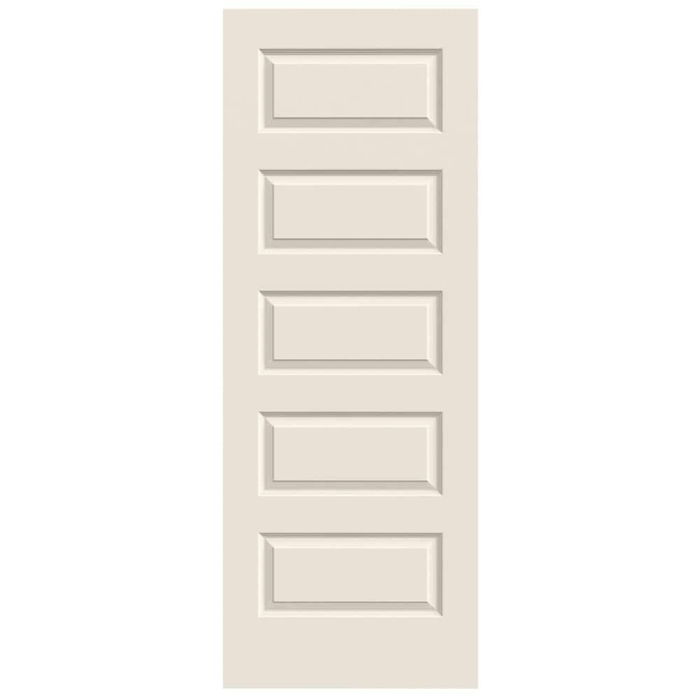 Rockport 28-in x 80-in 5-panel Equal Smooth Solid Core Primed Molded Composite Slab Door in White | - JELD-WEN LOWOLJW137400451