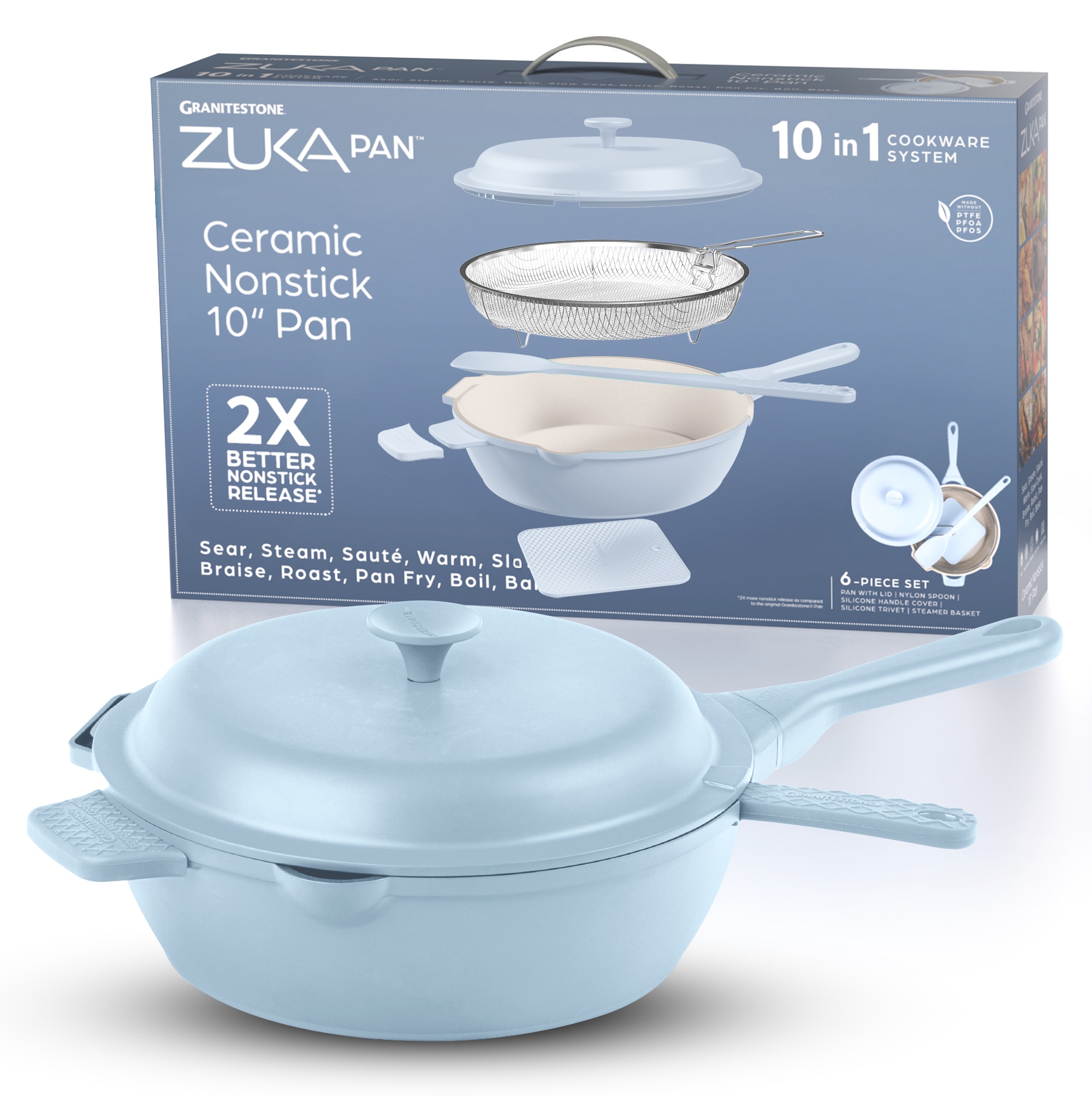 GraniteStone Diamond 6017 6 -Piece 10.25-in Ceramic Cooking pan with Lid