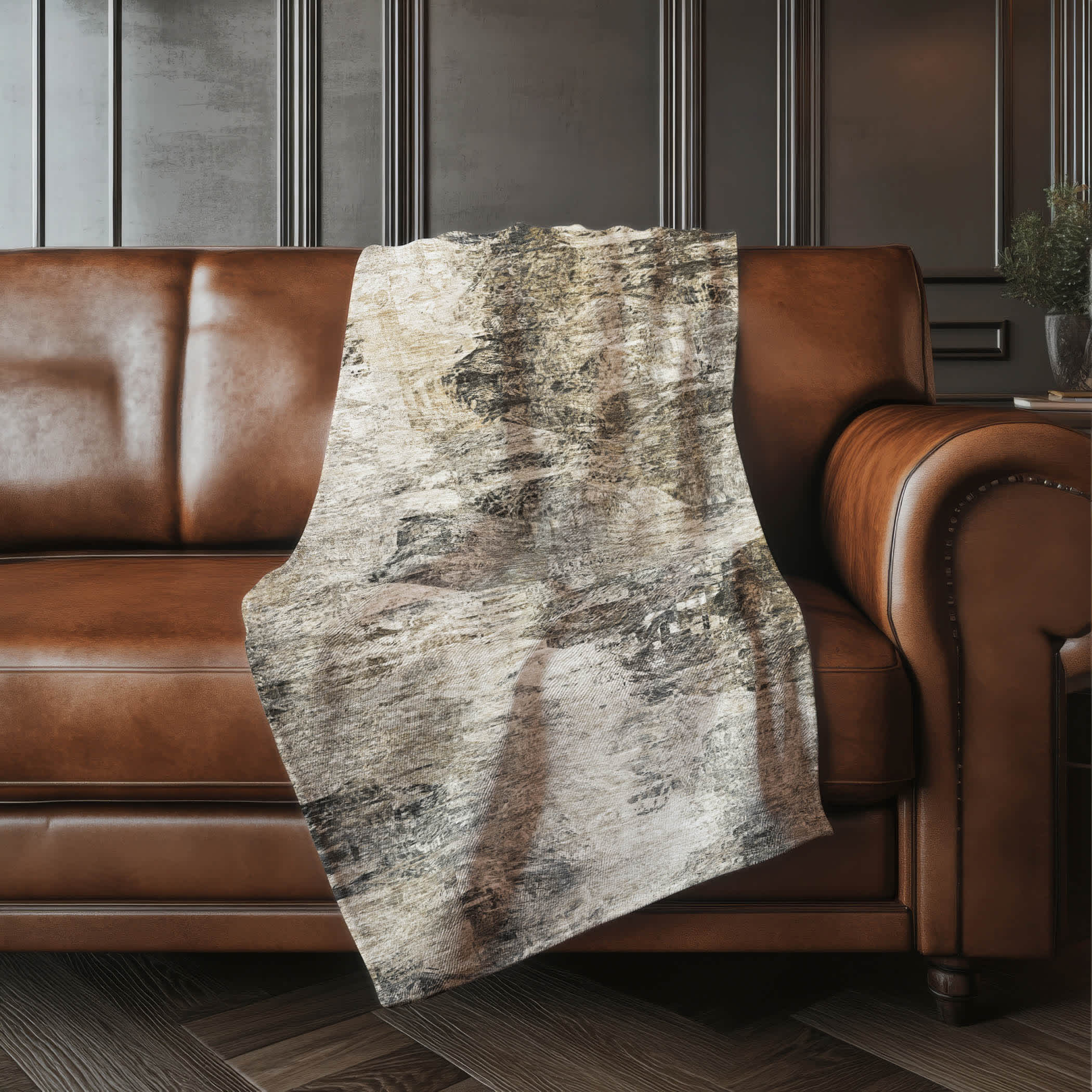 Addison Rugs Premium Machine Washable Addison ASB592 Taupe 50 x 70 inches Sherpa Throw Blanket