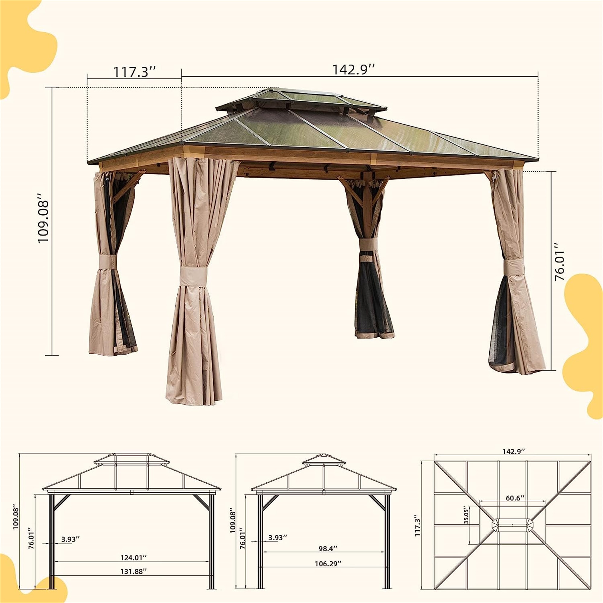 ToolCat PG2-92-PT Wood-Resin-Gazebos - View #5