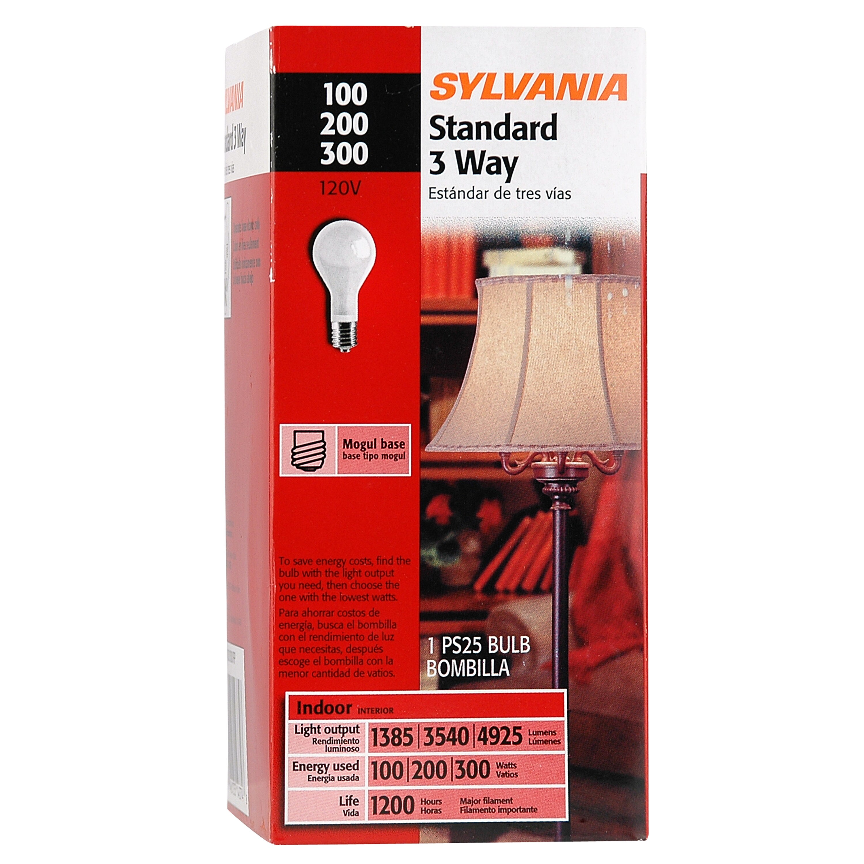 SYLVANIA 300-Watt 3-Way Bulb PS Light Fixture Incandescent Light Bulb ...