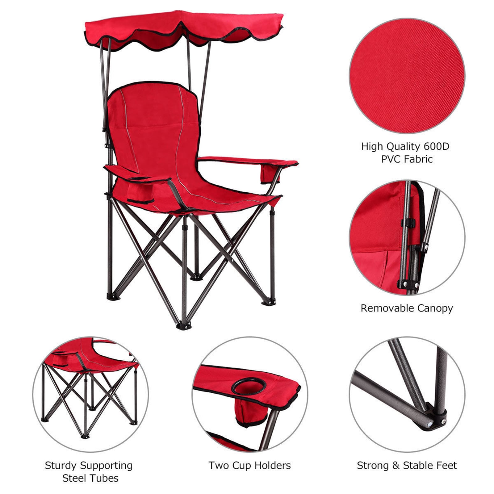 WELLFOR DOJ3640RE Beach-Camping-Chairs - View #2