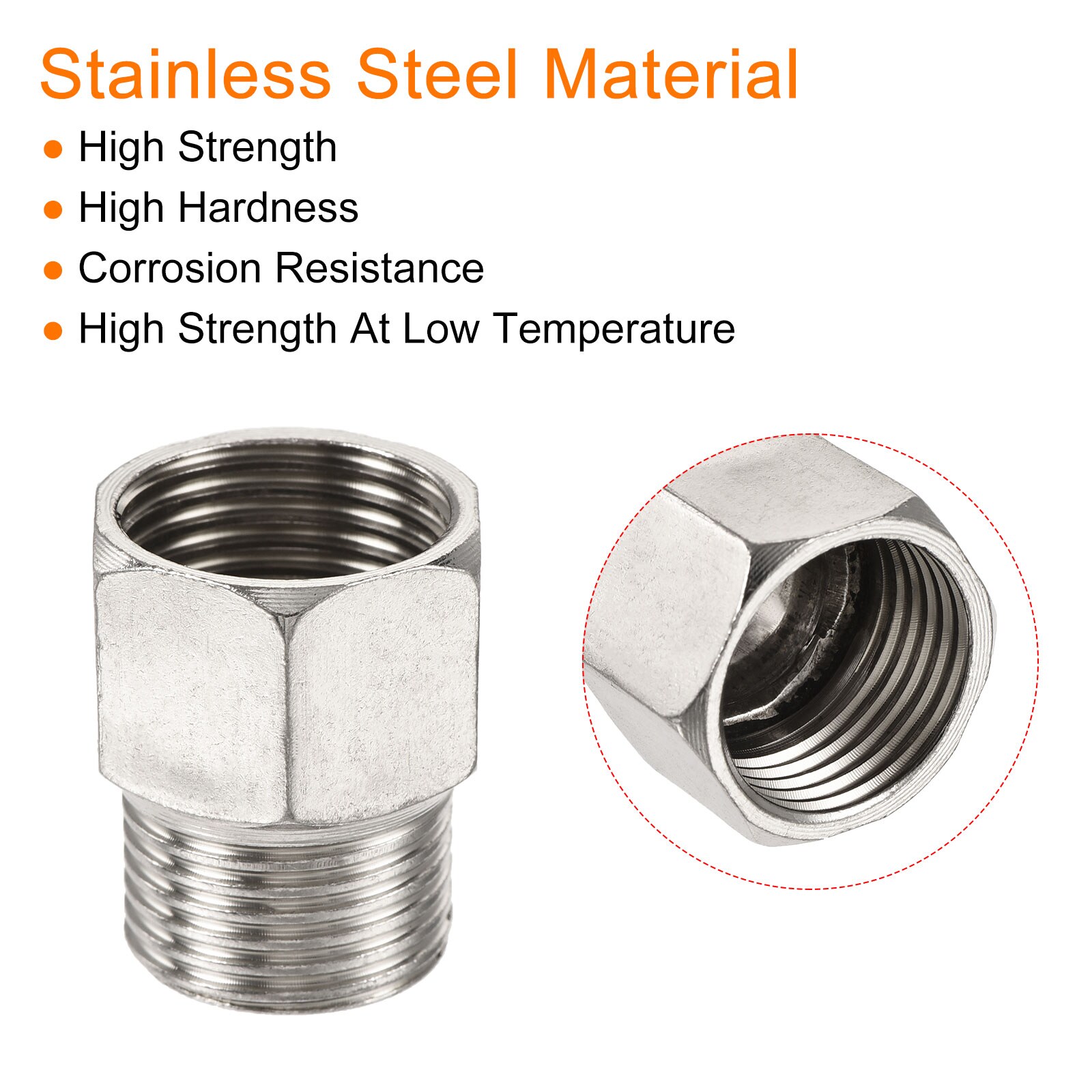 Unique Bargains Stainless Steel Hex Reducer Pipe Fitting G3/4 Female to ...