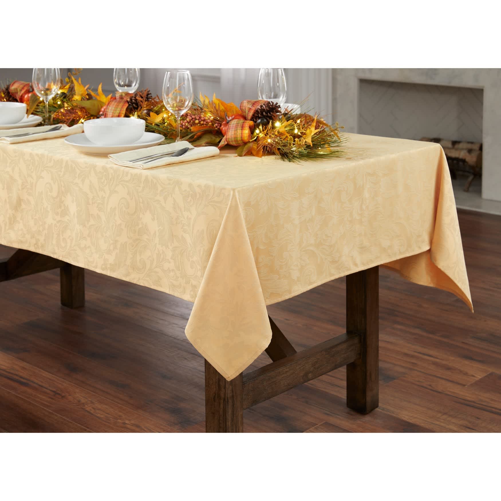 BrylaneHome Damask 52-in Sq. Tablecloth