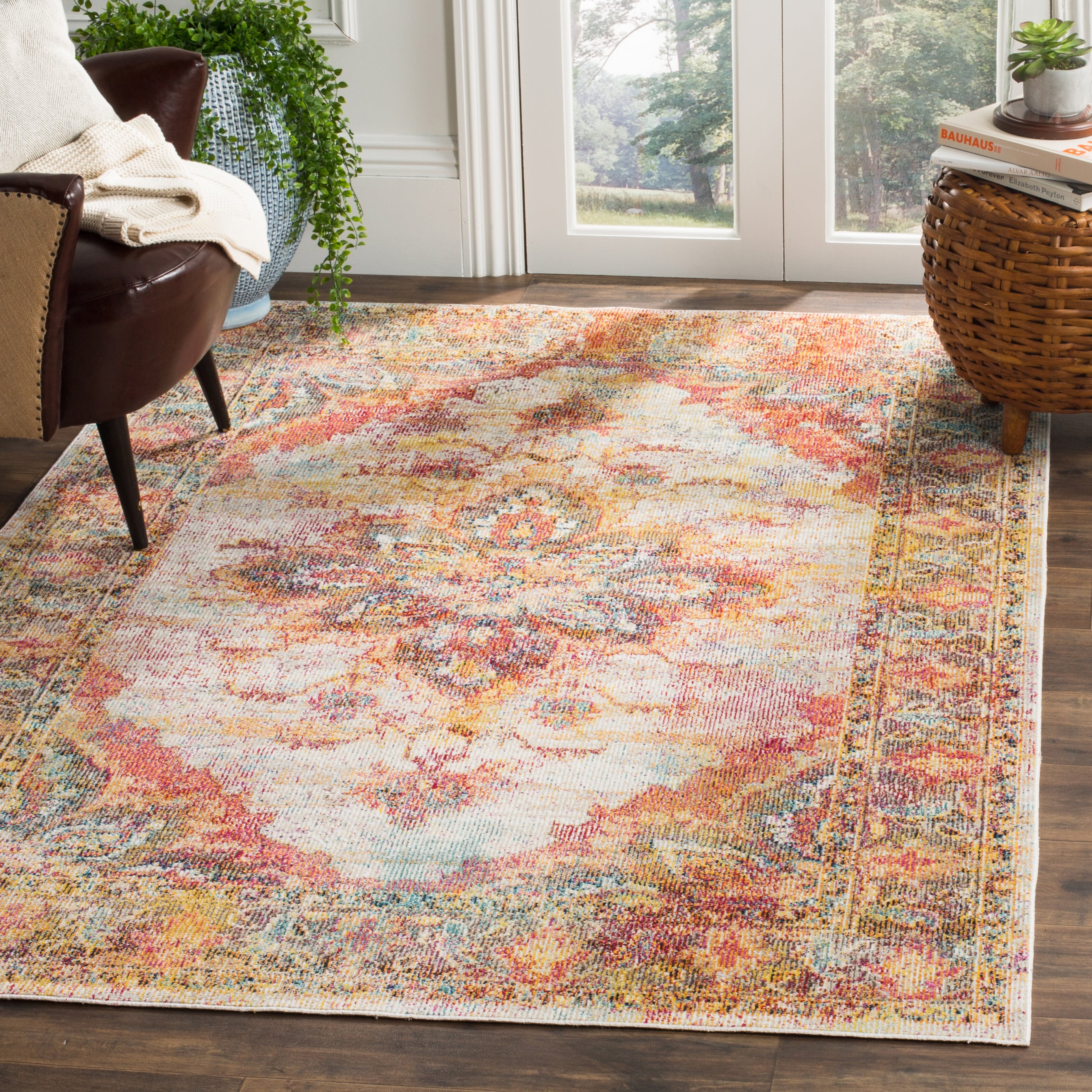 Safavieh CRS508V-3 Crystal Dansa 3 x 5 (ft) Loomed Polypropylene Cream/Rose Rectangular Indoor Floral/Botanical Oriental Throw rug