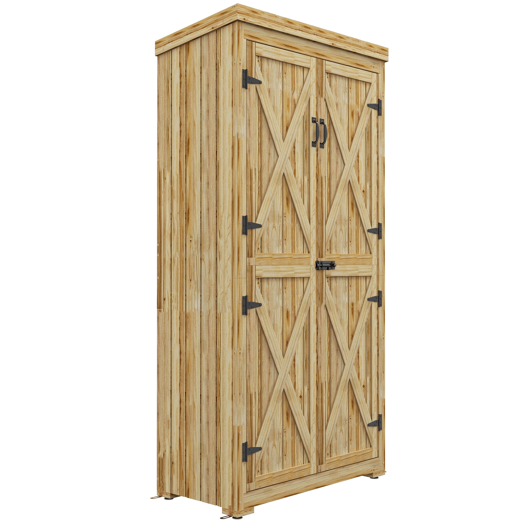 WELLFOR TWSG030-GR Outdoor Storage Wooden Tool Shed 2-ft x 3-ft Lean-to Style Wood Outdoor Storage Shed with 2 Doors