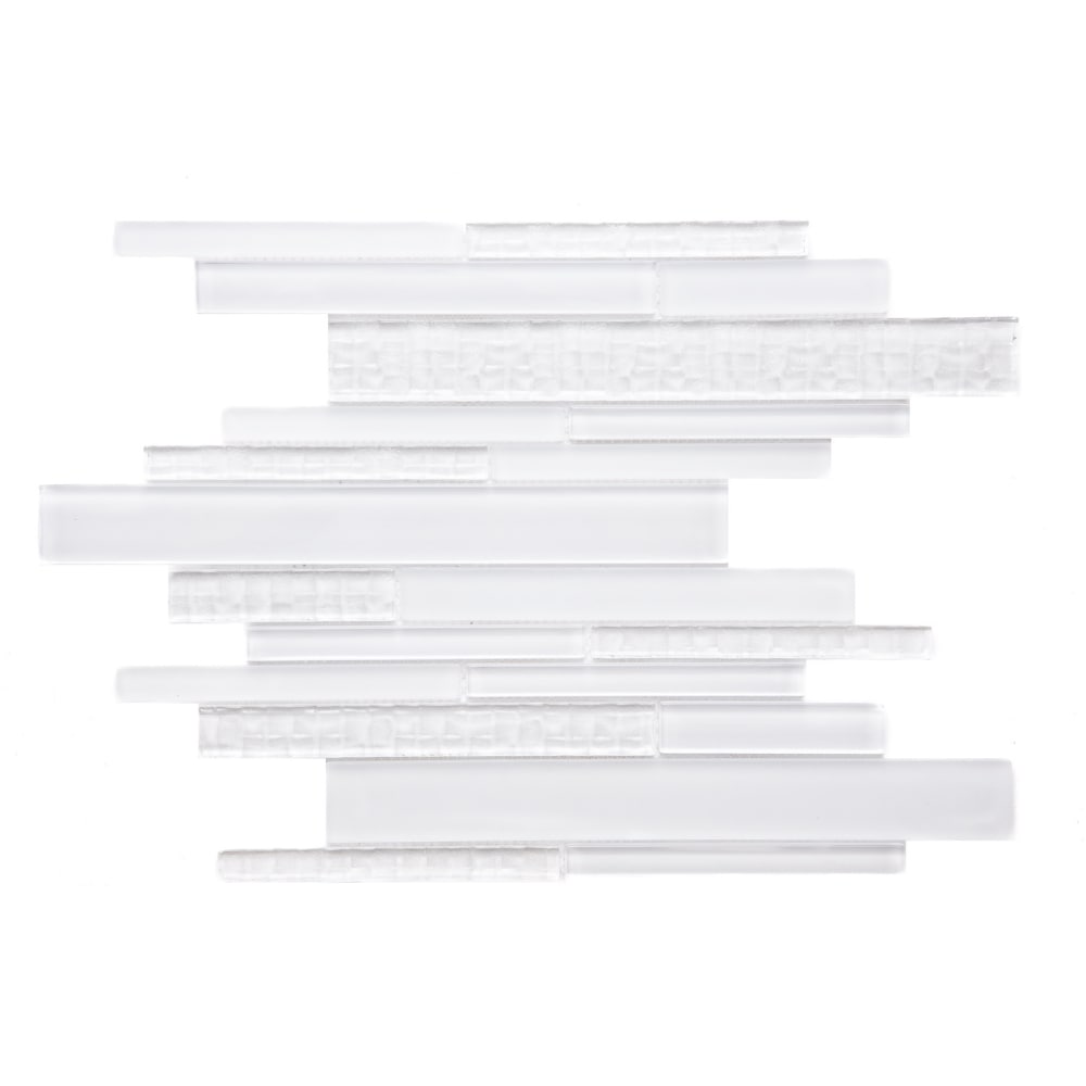 The Tile Life GPIXEBRCKWH1 Karma White 12-in x 12-in Frosted Glass Brick Look Linear Mosaic Wall Tile (1-sq. ft/ Piece)