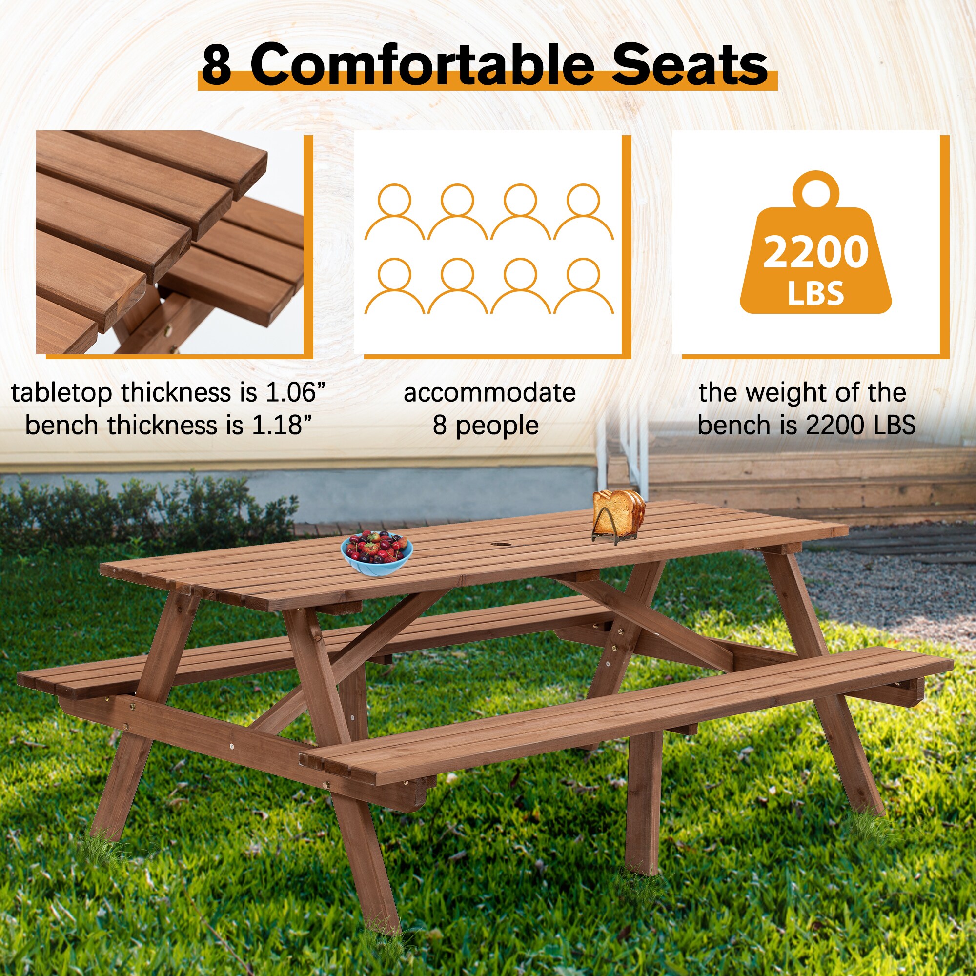 Clihome CL-CLL00016 Picnic-Tables - View #8