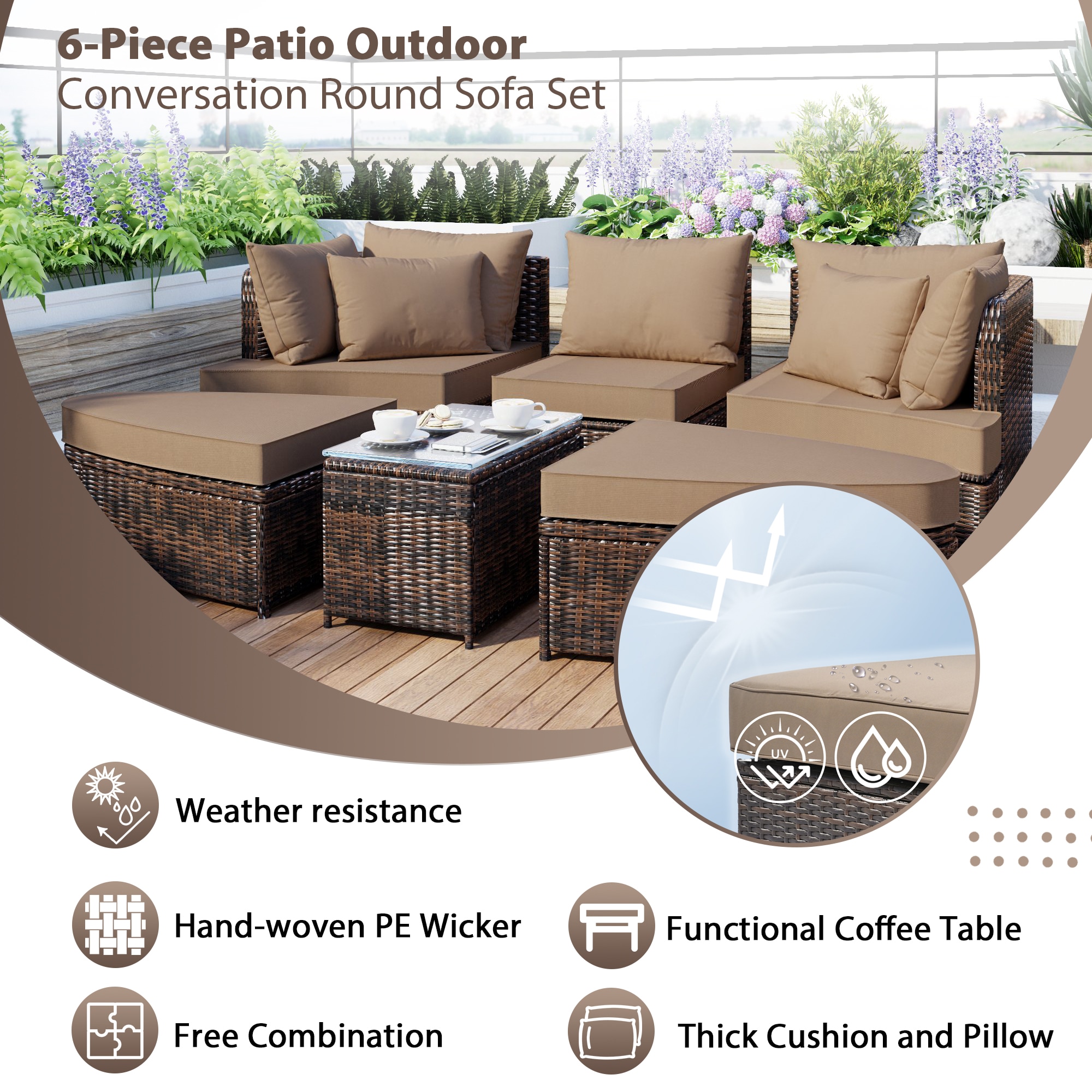 Forclover MONMTM16BN Patio-Conversation-Sets - View #3