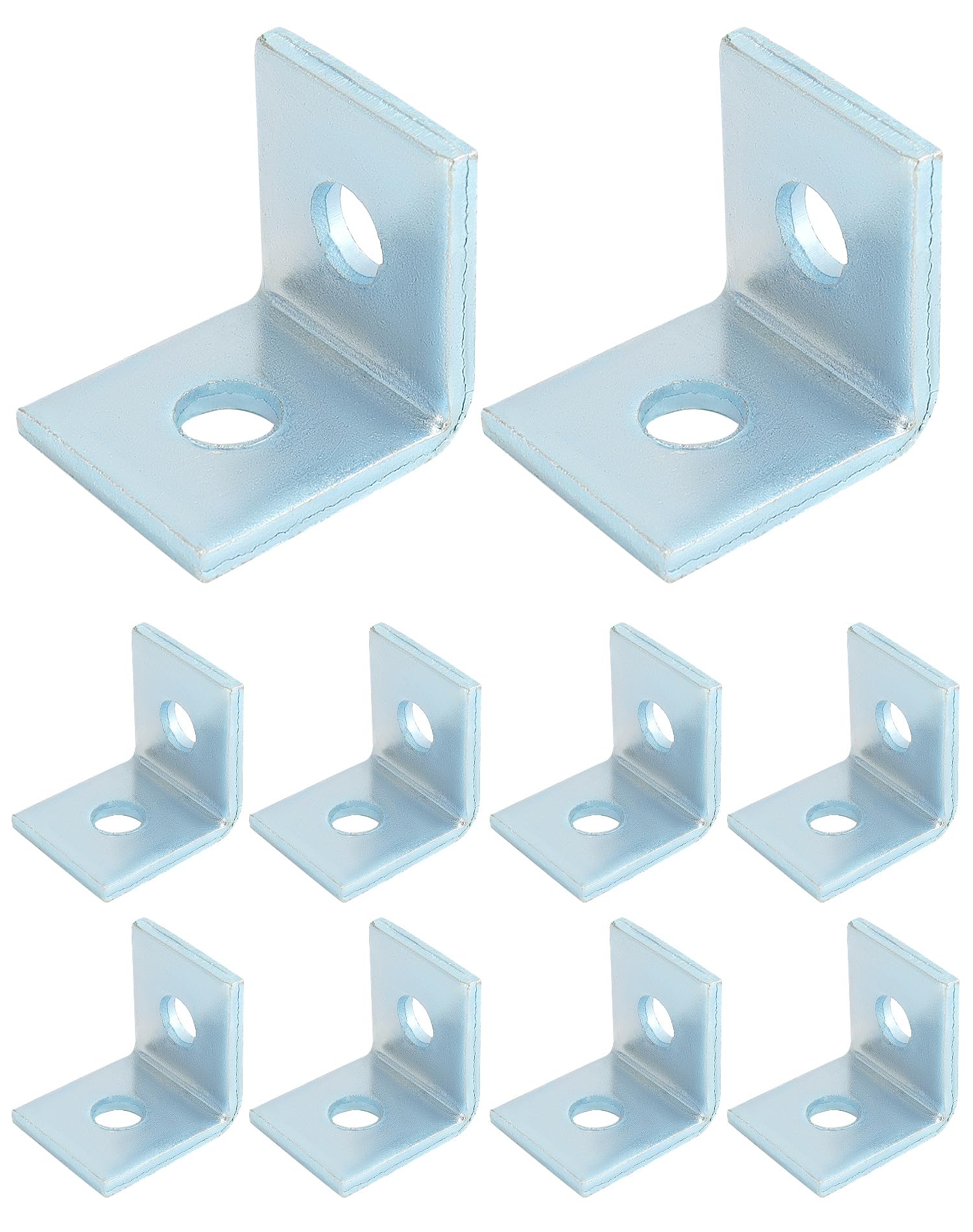 Aoibox  10 Pack L Shaped Strut Channel Connector Brackets 2 Hole 1 2 in Bolt 90 Degree Electrogalvanized Steel