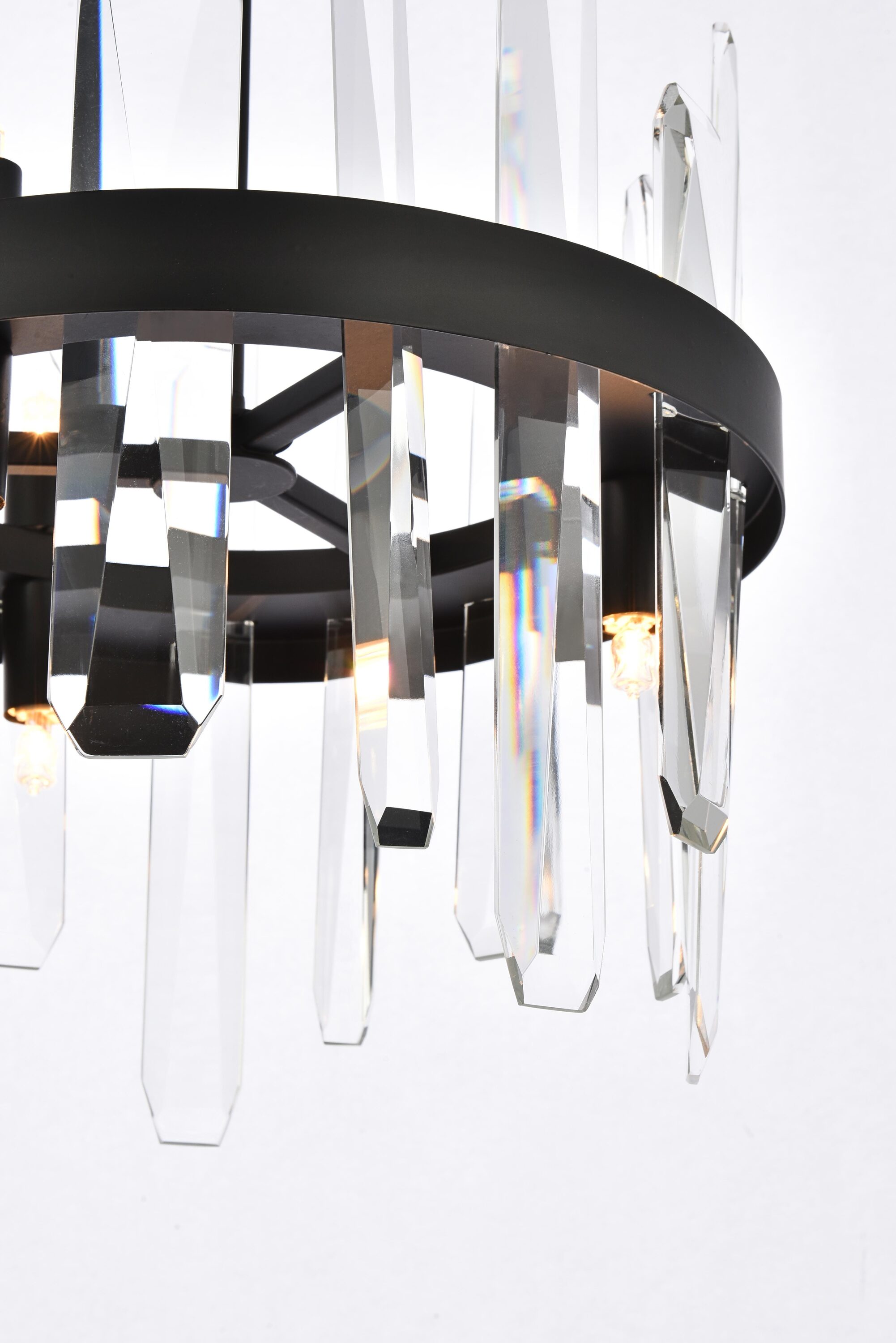 Serena Black Iron Pendant with Clear Crystal Prisms