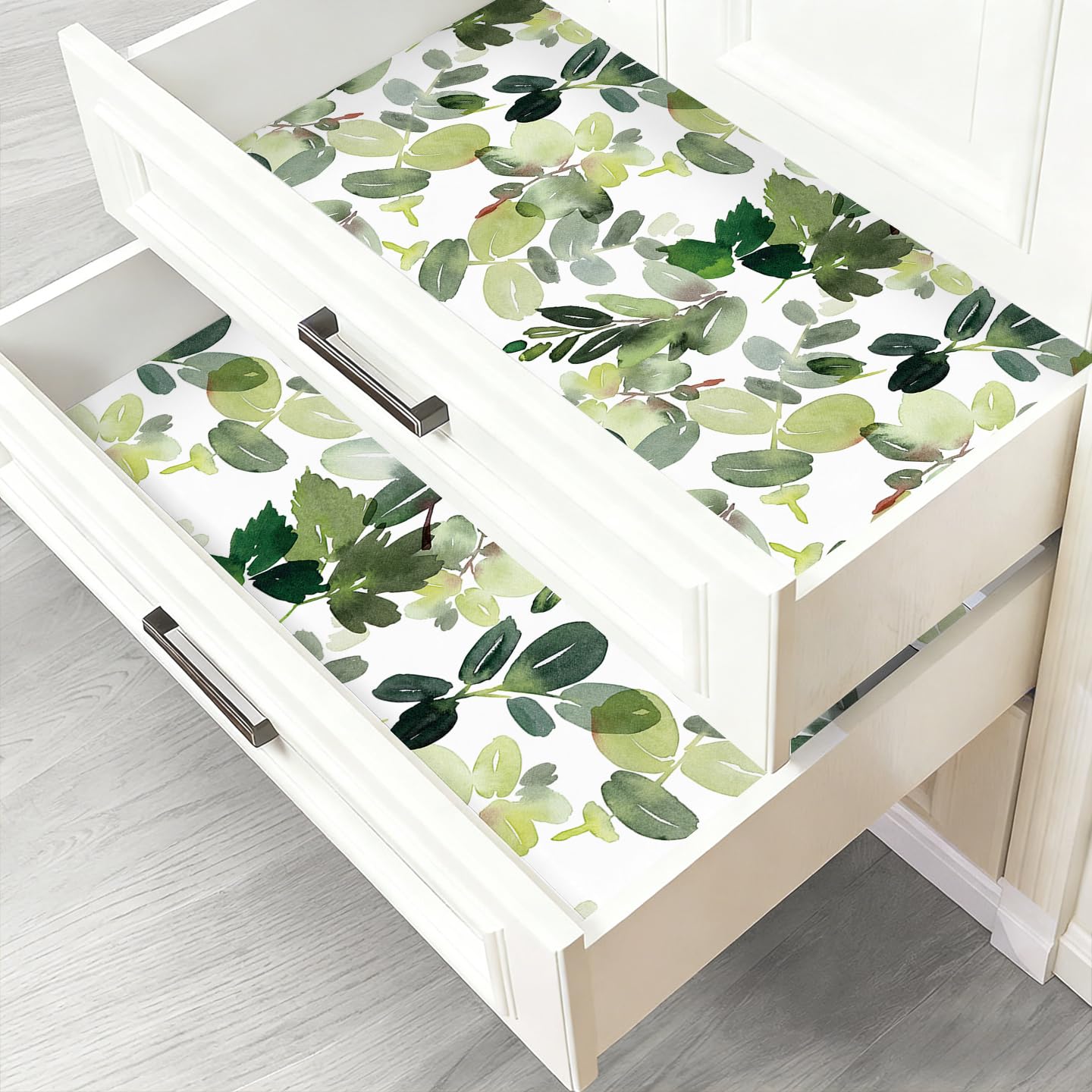 UUDULY  Self Adhesive Shelf Liner for Kitchen Drawer Botanical Peel and Stick Contact Paper Waterproof Non Slip Liners for Cupboard Pantry