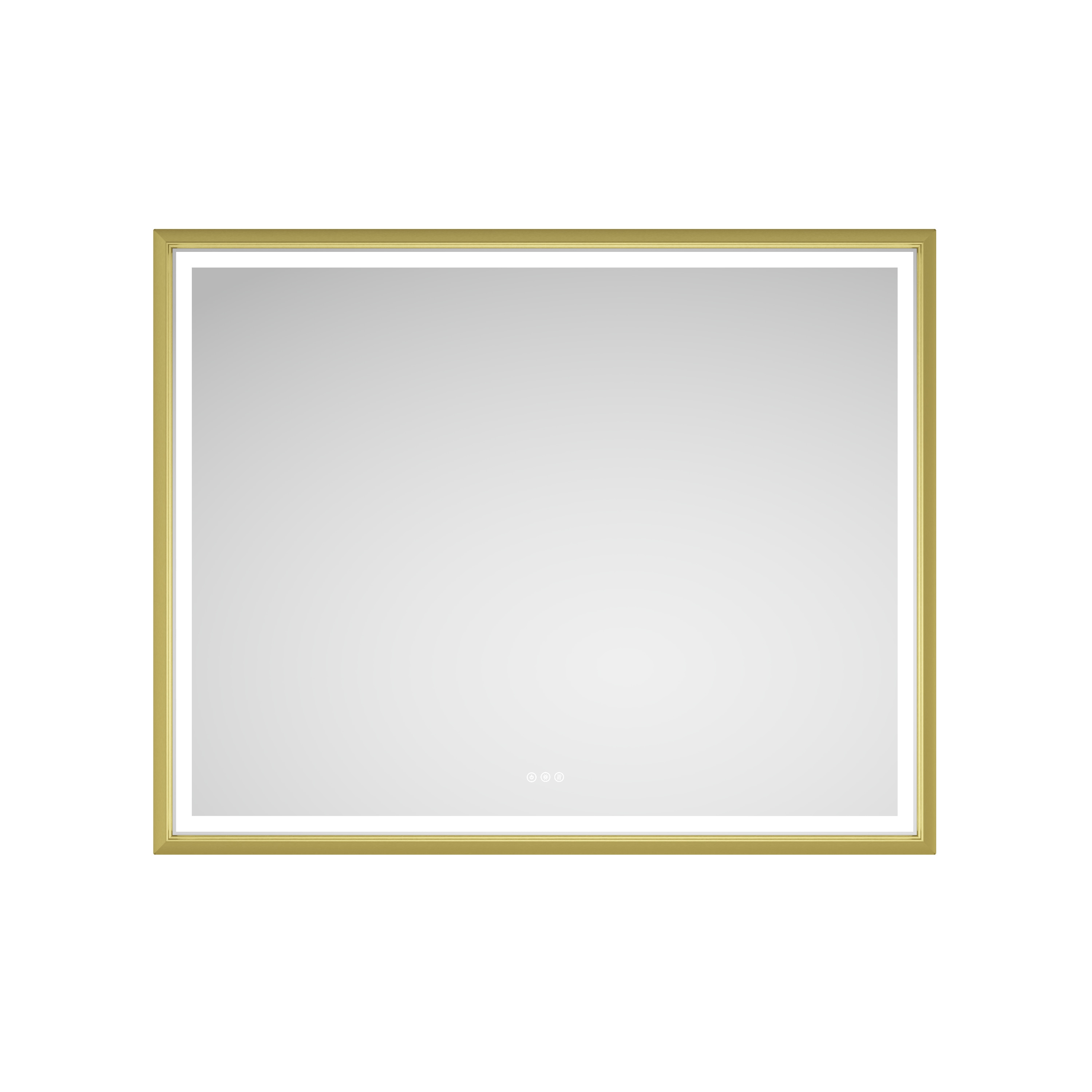 WELLFOR WA-BGF-6048 60-Inches x 48-Inches Framed Frameless Rectangle Dimmable Lighted Fog Free Bathroom Vanity Mirror ( Gold )