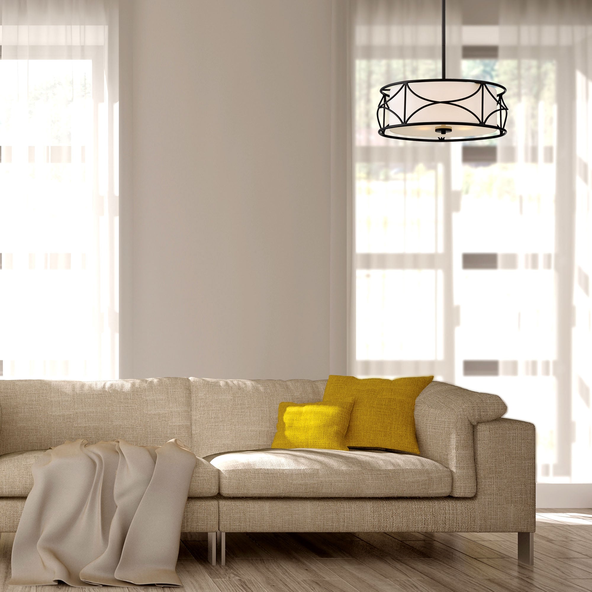 Avara 18'' Oil Rubbed Bronze Drum Pendant with Frosted Diffuser