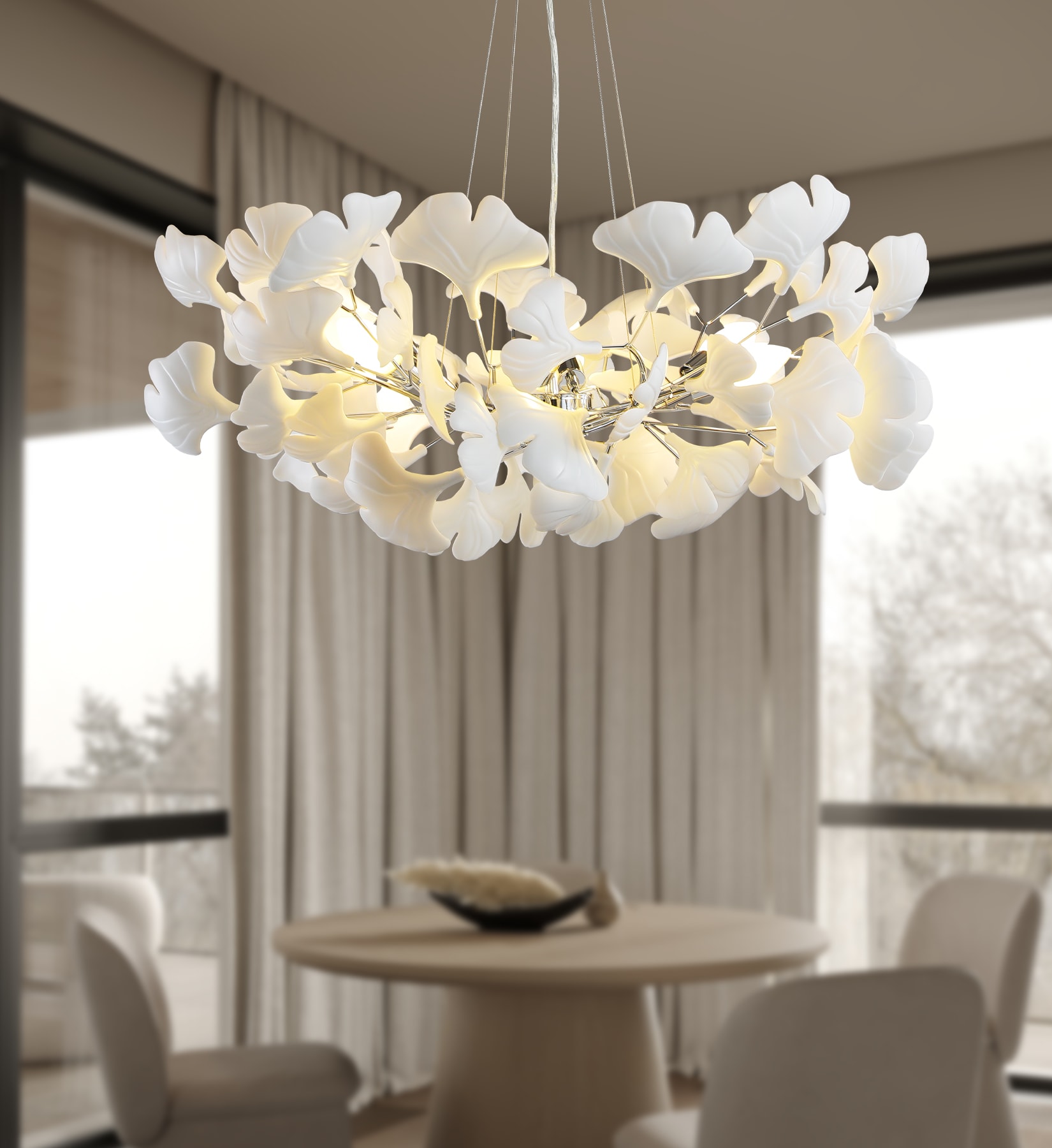 Kviflon Luxury Ginkgo Branch Chandelier for Living Room Dining Room Foyer Kitchen Island