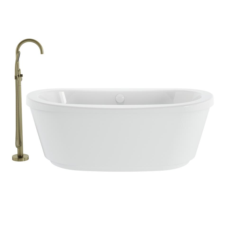 Jacuzzi TB45W59 INIZIO 35.625-in x 65.5-in White Acrylic Oval Freestanding Soaking bathtub with Faucet Hand Shower ( Center Drain )