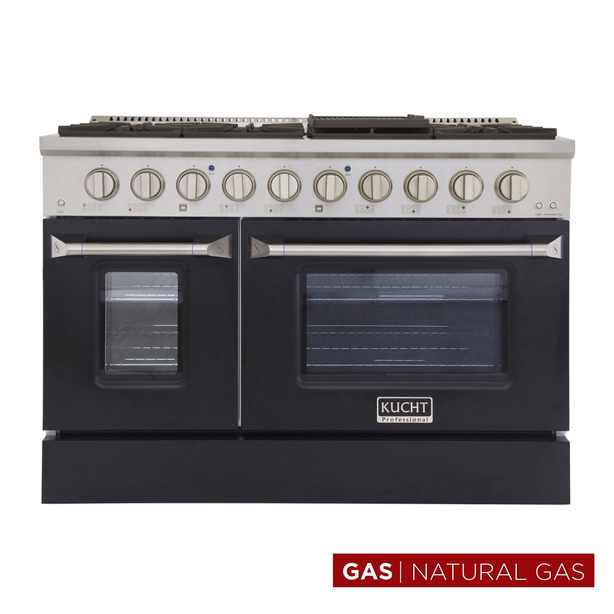 Kucht KNG481-K KNG 48-in 8 burners 4.2-cu ft / 2.5-cu ft Convection Oven Freestanding Double Oven Gas Range ( Black )