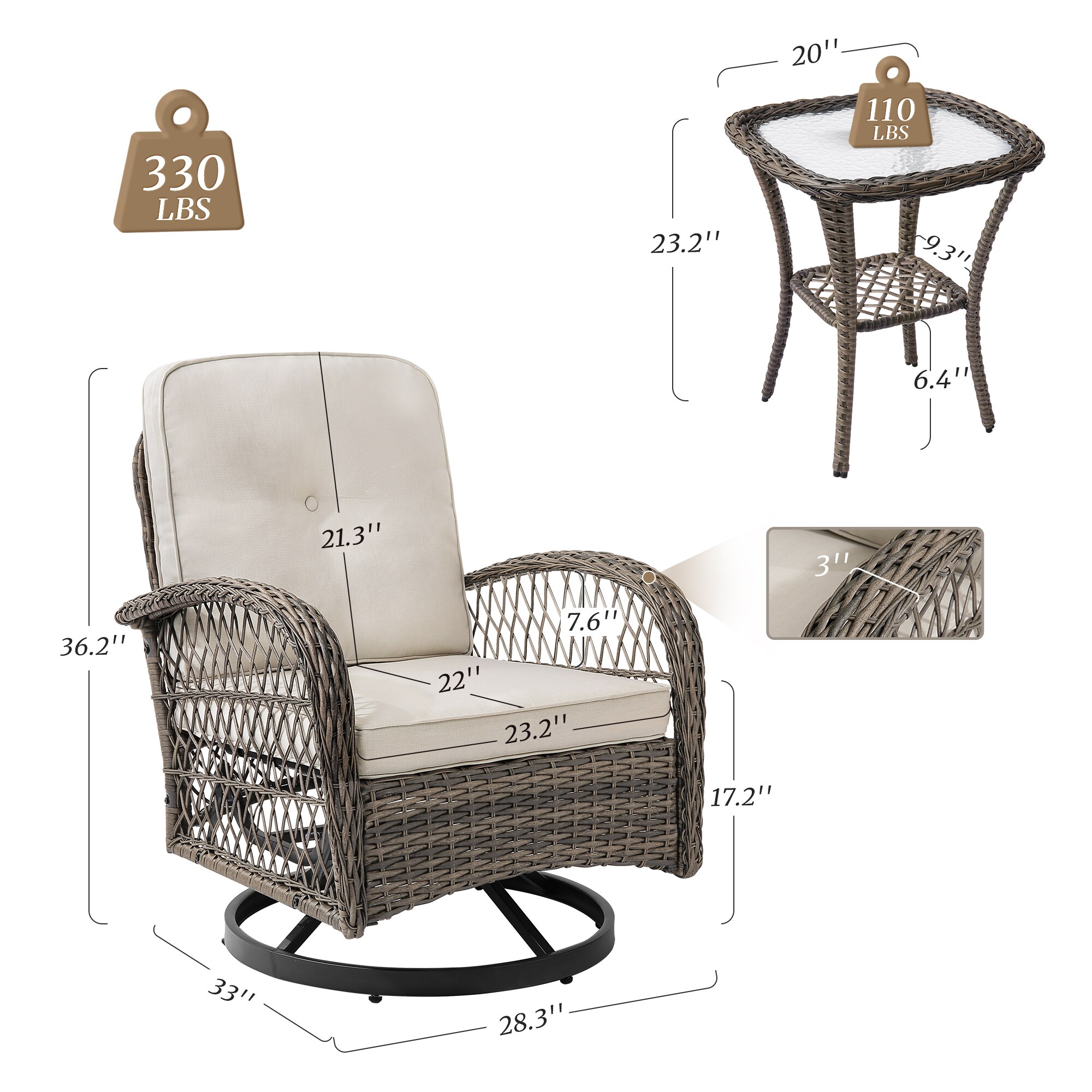 Yurevna JS-001-03LS Patio-Conversation-Sets - View #2