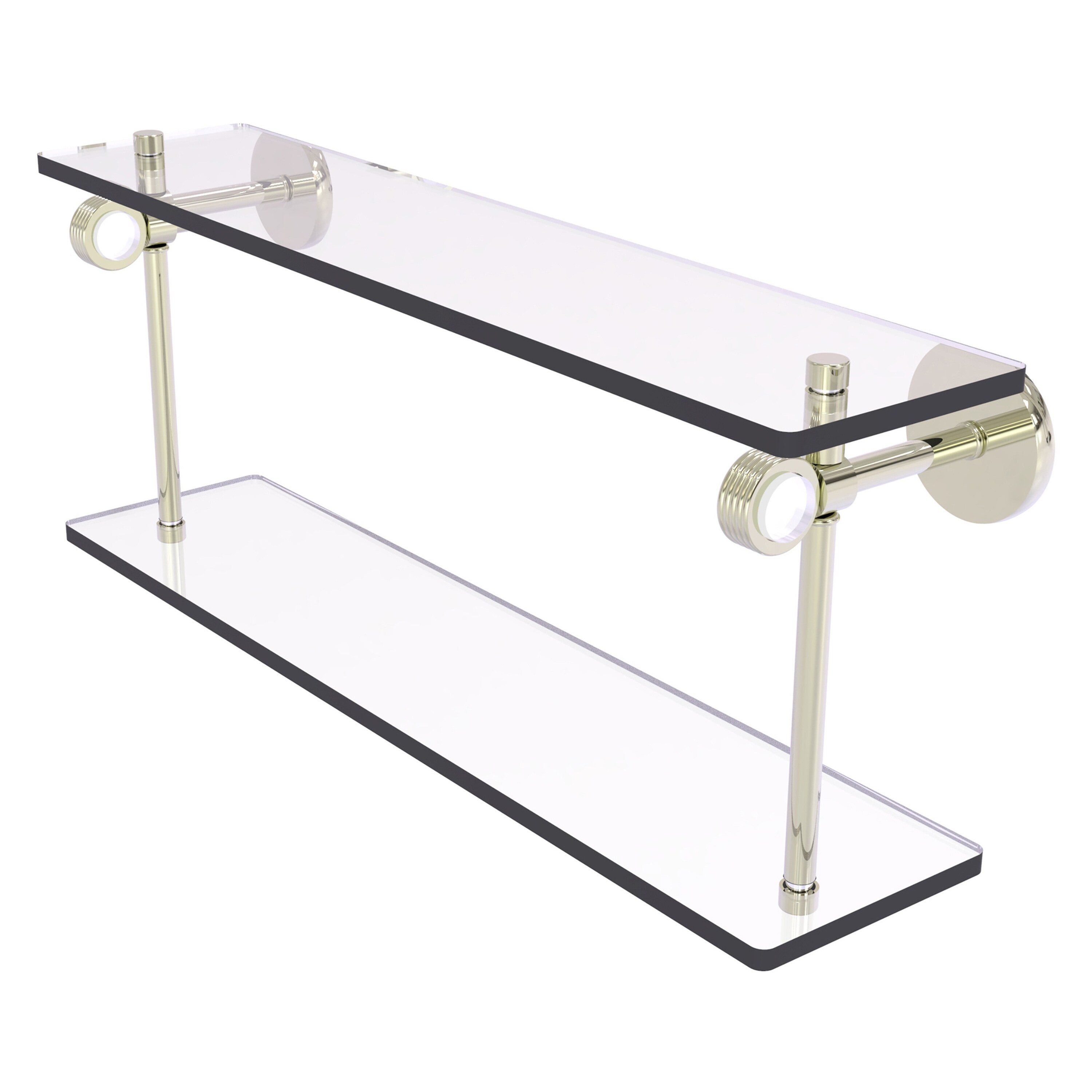 Allied Brass CV-2G-16-PNI Clearview Polished Nickel 2 -Tier Wall mount Bathroom Shelf ( 16-in x 9.2-in x 5-in )