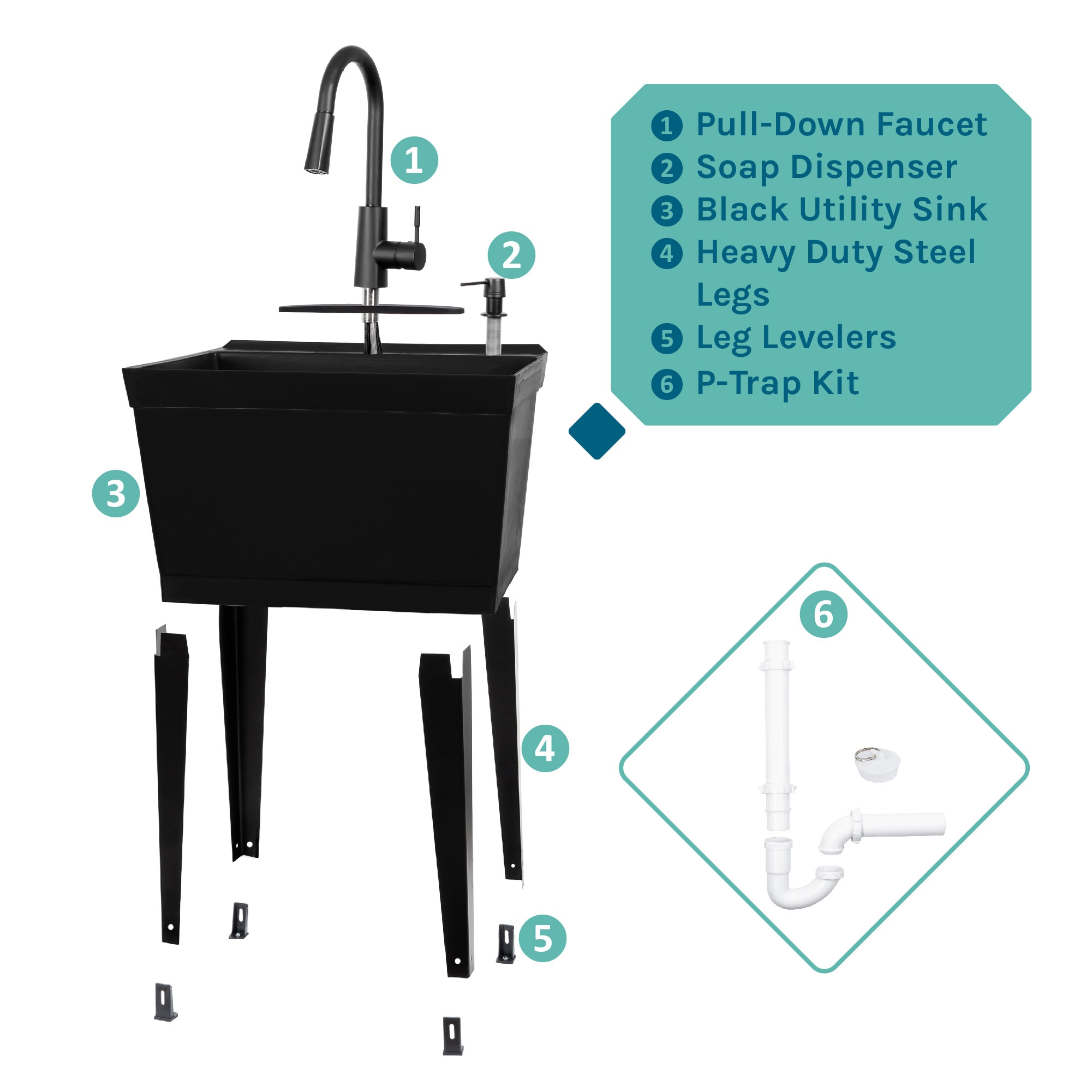 Cambridge Resources 040 US6507BLK Laundry-Tubs-Utility-Sinks - View #8