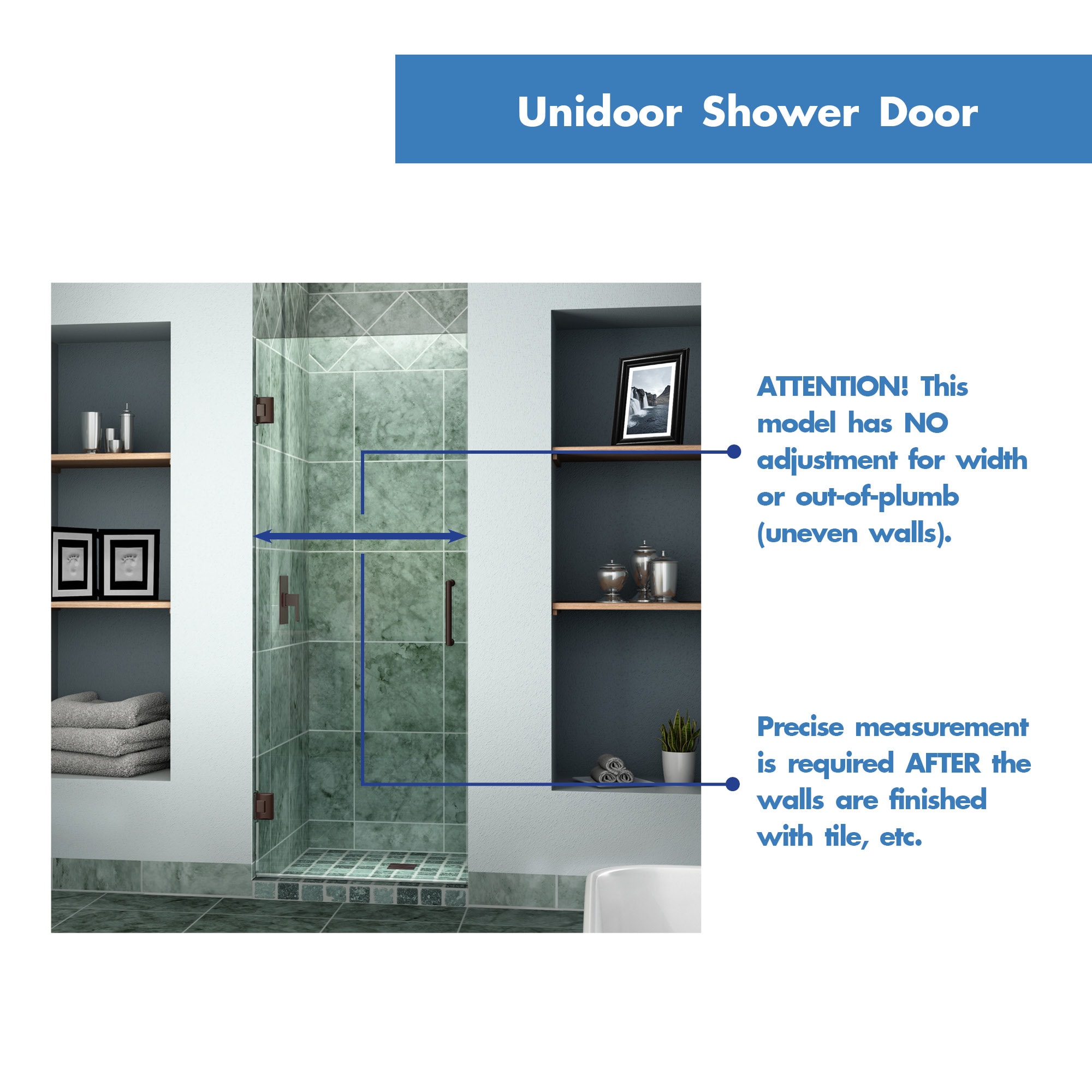 DreamLine Unidoor Matte Black 30in W x 72in H Frameless Hinged Shower Door in the Shower Doors