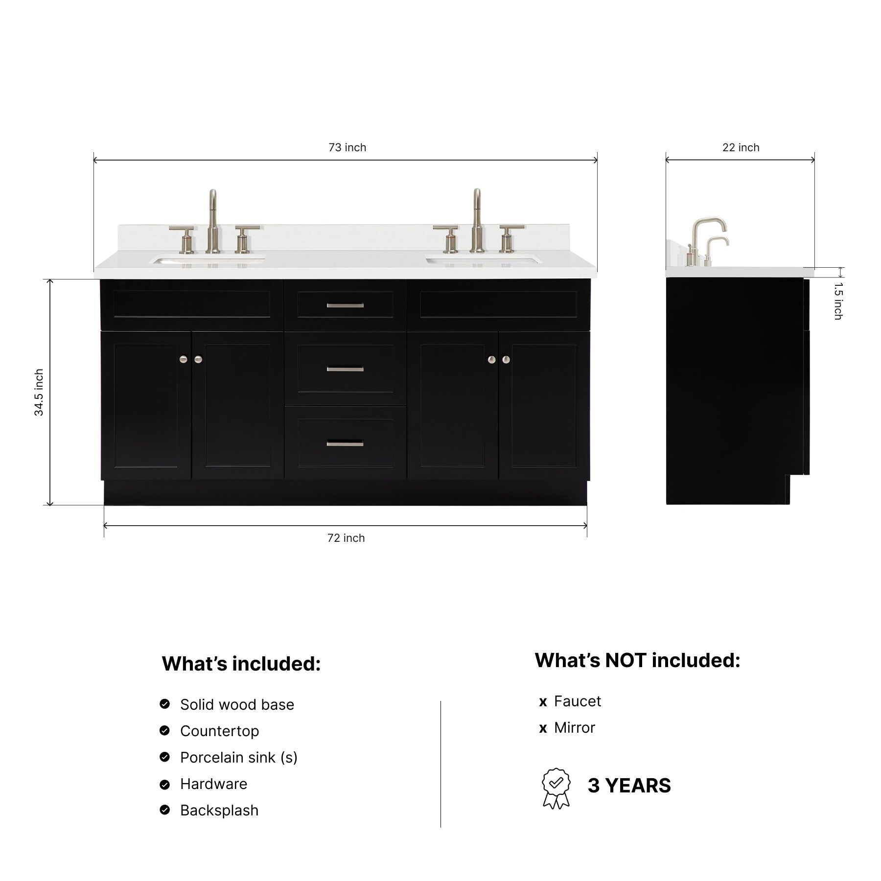ARIEL F073DWQRVOBLK Bath-Vanity-Combo - View #3