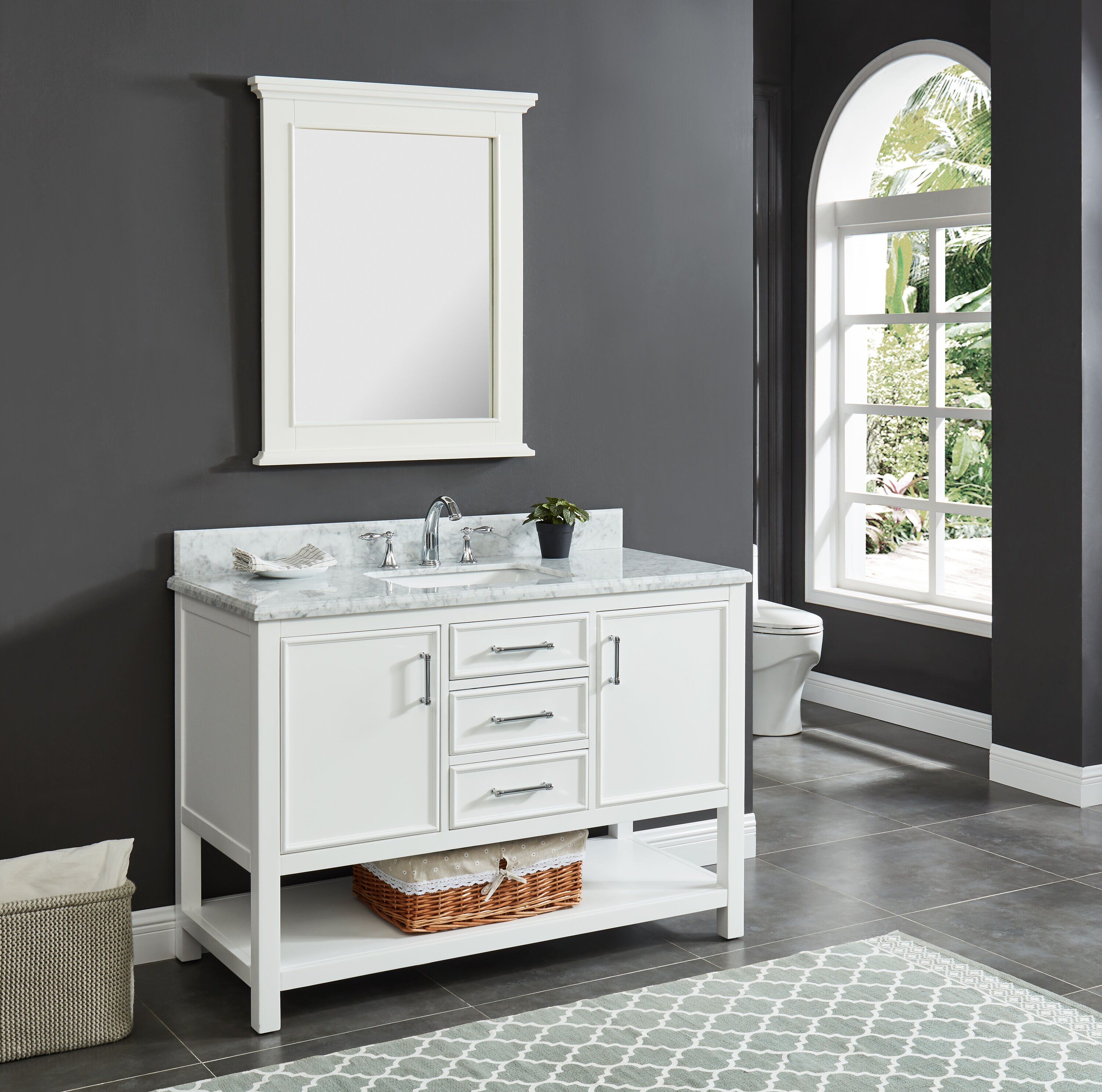 allen + roth Presnell 48-in Dove White Undermount Single Sink Bathroom ...