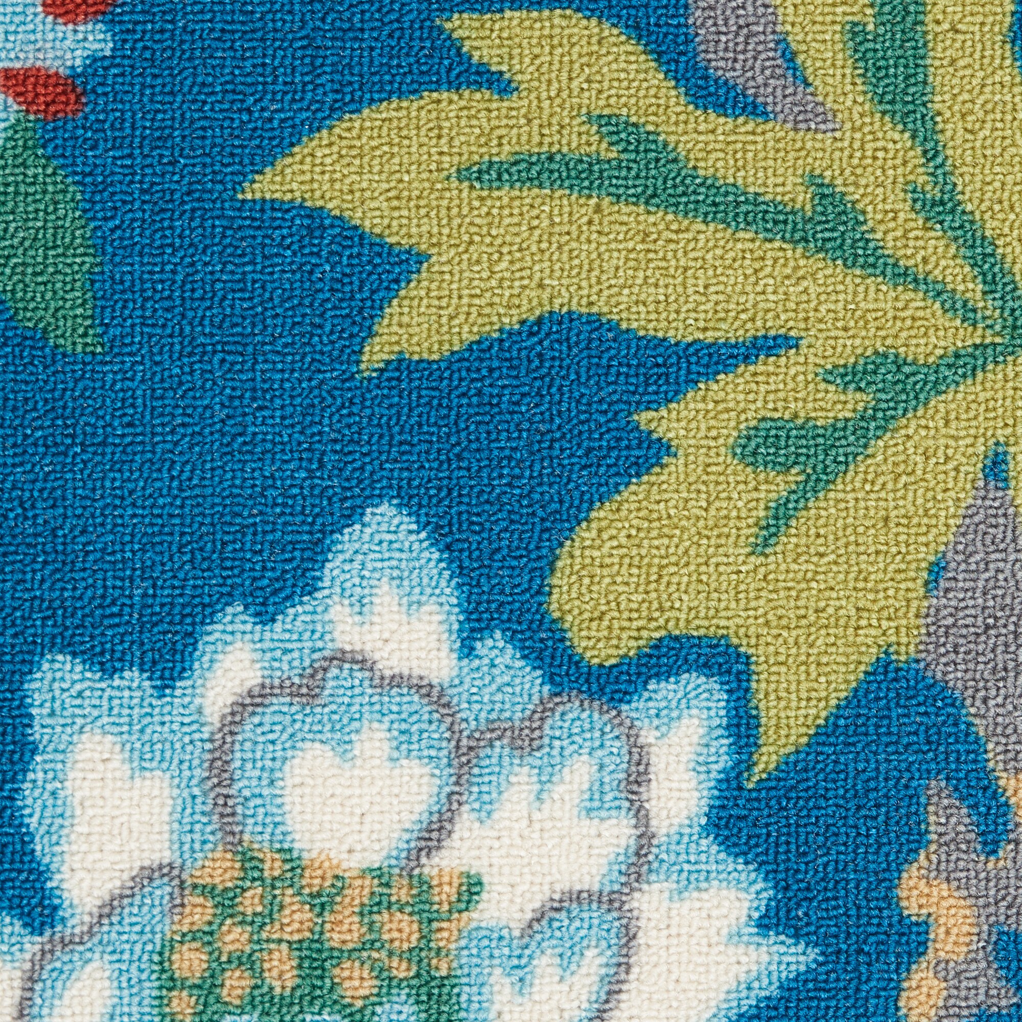 Blue Multicolor Floral Synthetic 4' x 6' Reversible Area Rug