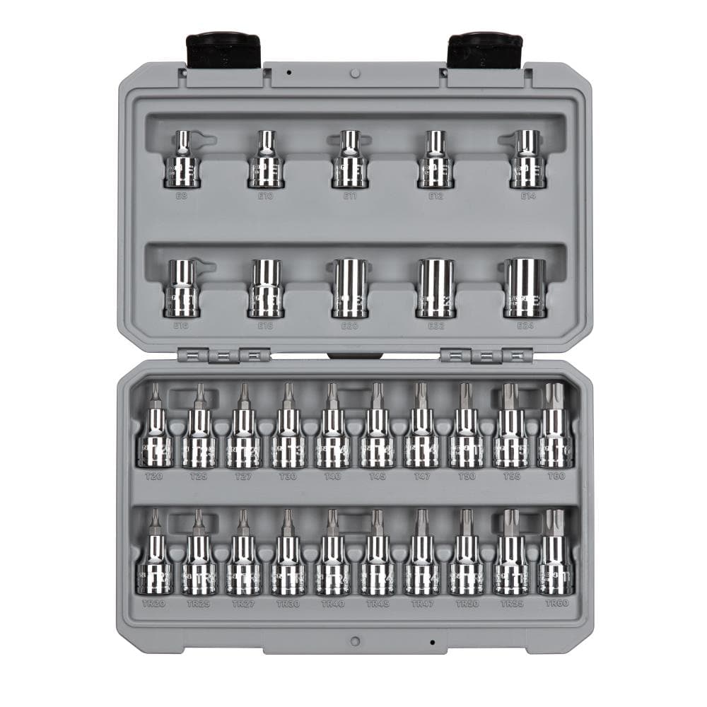 TEKTON SKT25402 30 -Piece 1/2-in Drive Set Torx/TR Torx/External torx Bit Driver Socket Set