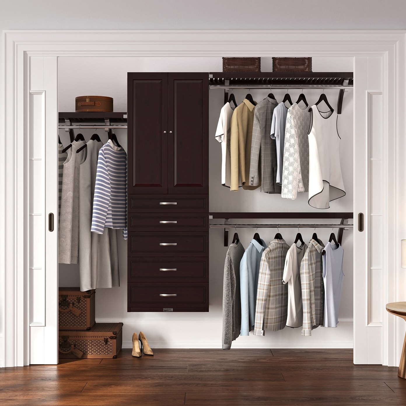John Louis Home JLH-308WC-E-SD 4-Feet to 10-Feet W x 7-Feet H Espresso Ventilated Shelving Wood Closet System