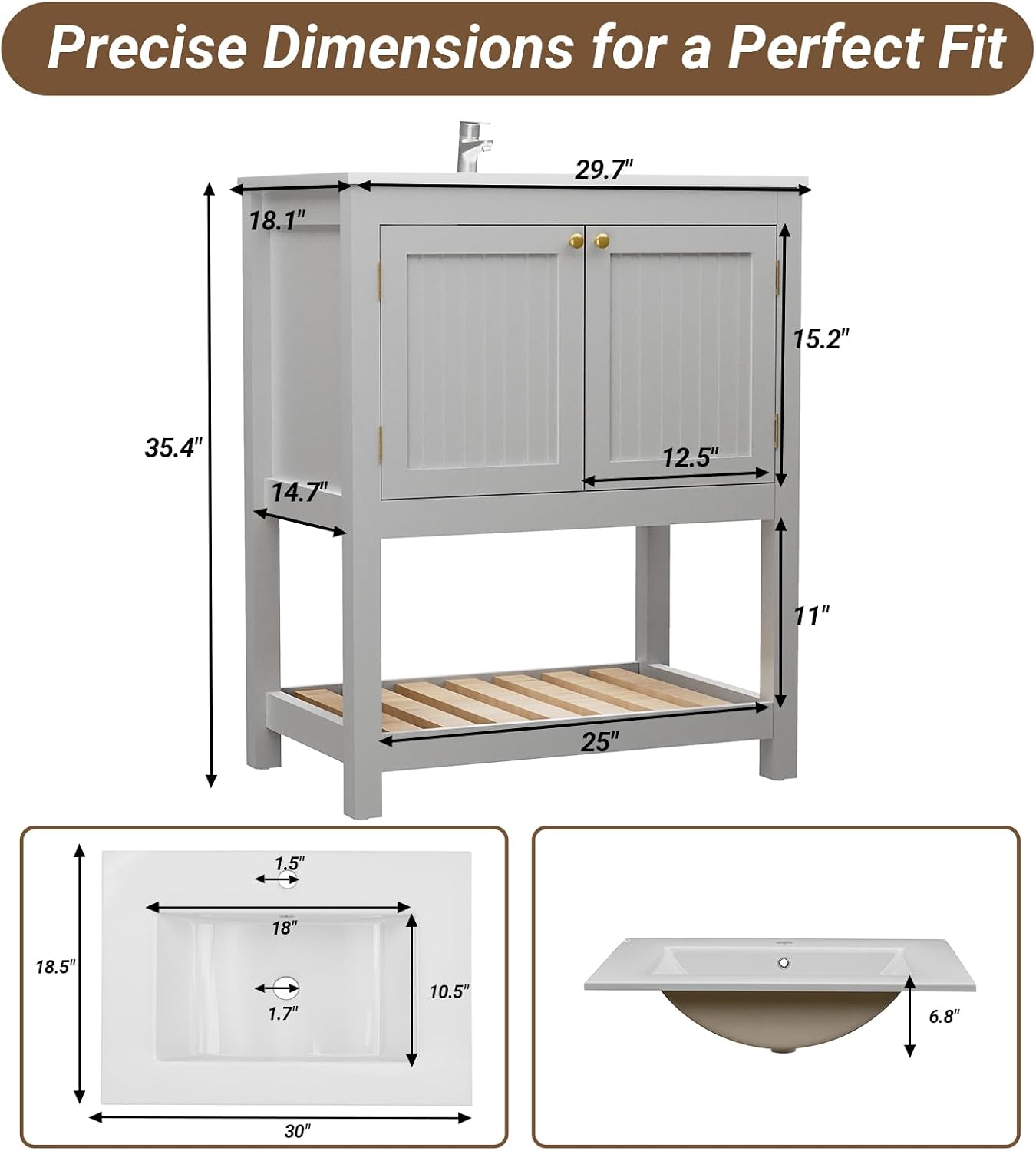 KAIMAXUS KM005-30IN-GR Bath-Vanity-Combo - View #2