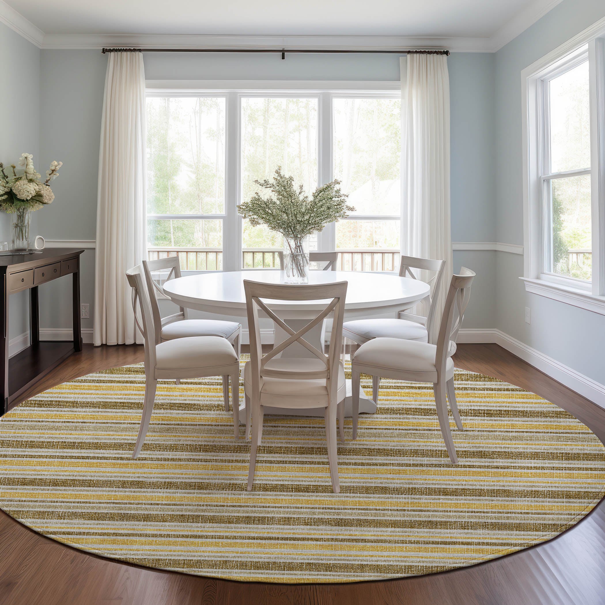 Addison Rugs ACN531MO8RO Chantille 8 x 8 (ft) Polyester Mocha Round Indoor/Outdoor Stripe Machine washable Area rug