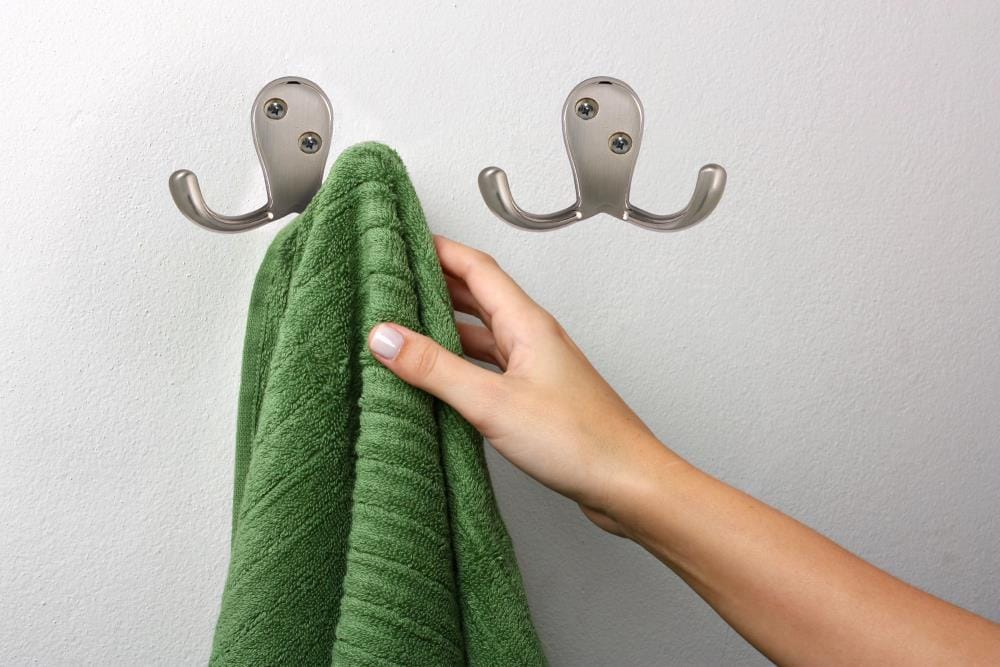 Design House 207787 Wall-Mounted Double Hook for Coat Hat Towel