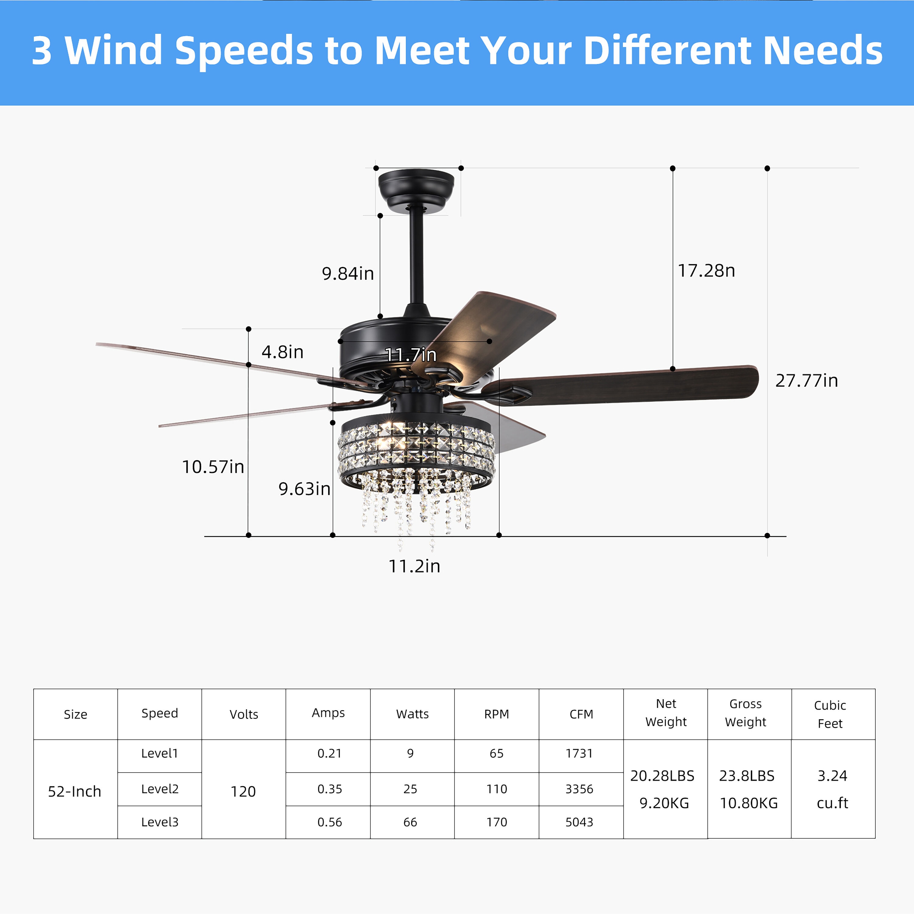 BANSA ROSE HM-SJ5204ACBK Ceiling-Fans - View #8