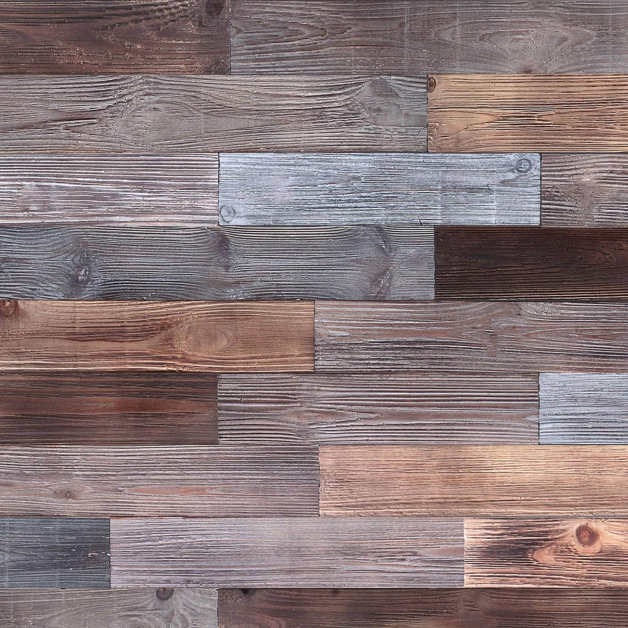 Numhew 10.5 sq. ft. Brown Gray Fir Wood Peel and Stick Wall Planks
