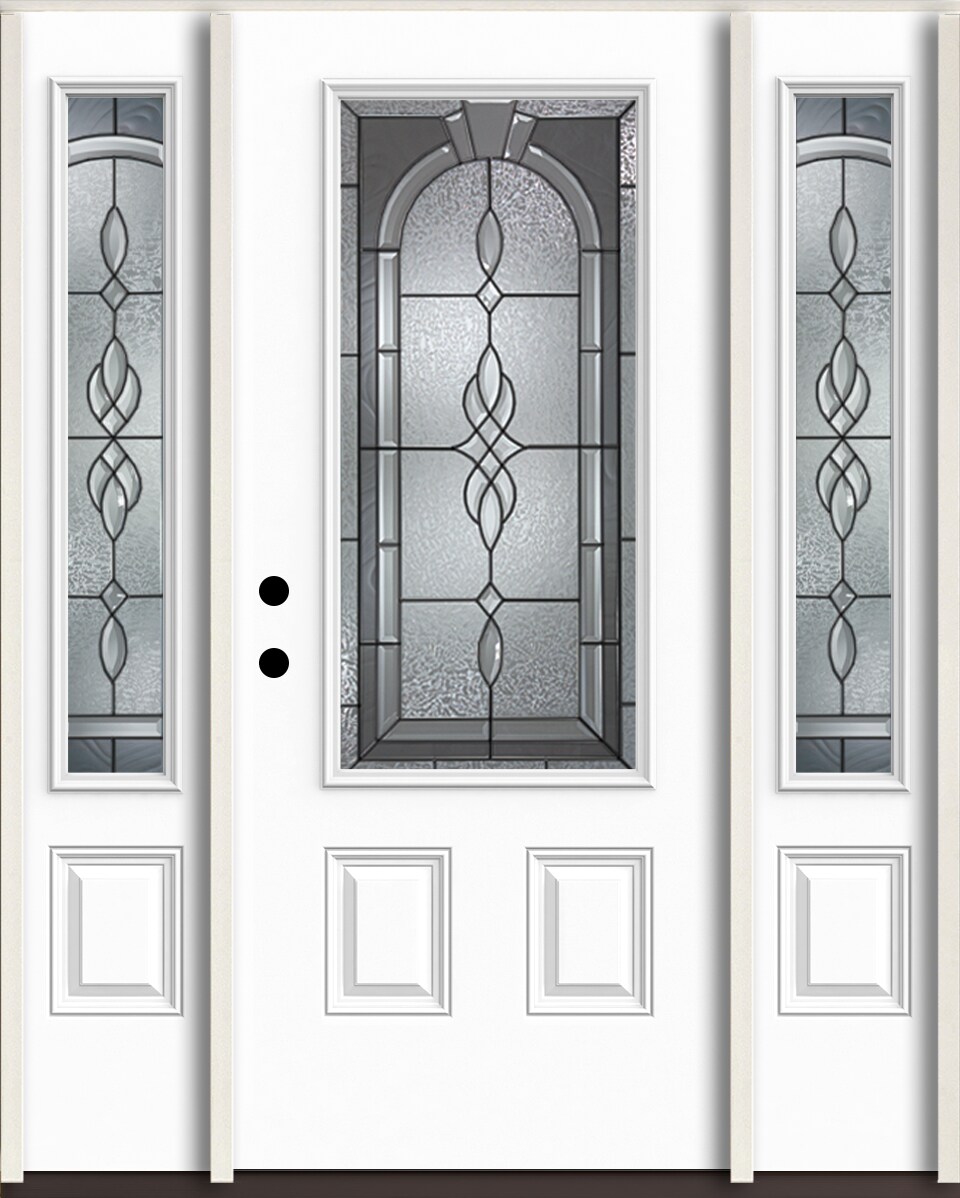 RELIABILT LO963833 Hampton 60-in x 80-in x 4-5/8-in Fiberglass 3/4 lite Right-hand inswing Modern White Paint Painted Prehung Front Door with Sidelights Insulating core