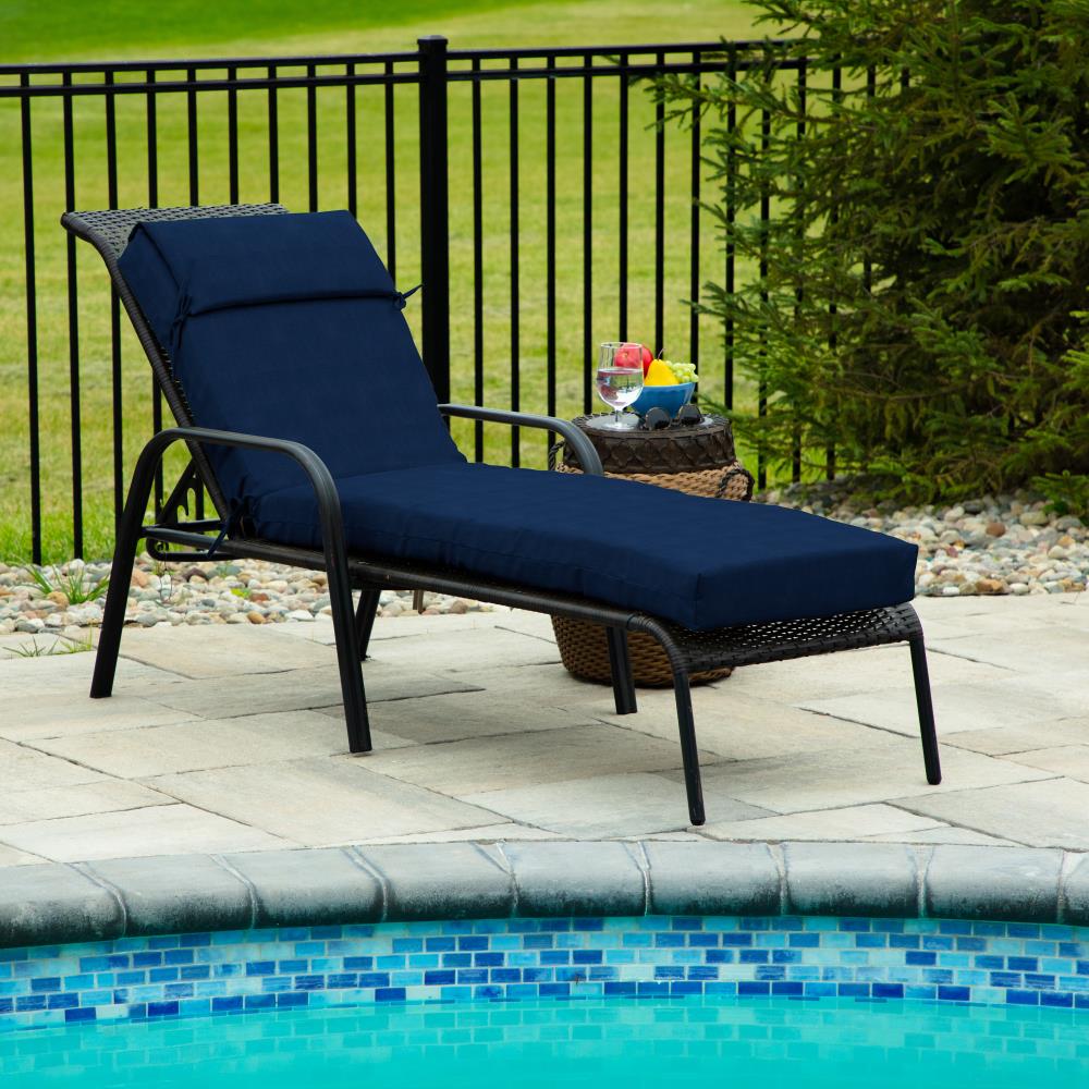 allen + roth Madera Linen Navy Patio Chaise Lounge Chair Cushion at ...