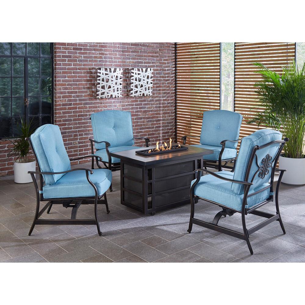 Hanover TRAD5PCRECFP-BLU Patio-Conversation-Sets - View #10