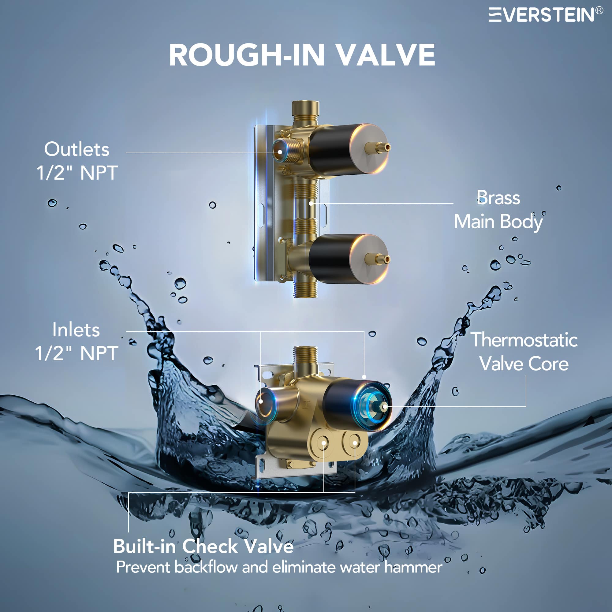 EVERSTEIN SFS-1041-BK12 Tub-Shower-Faucets - View #5