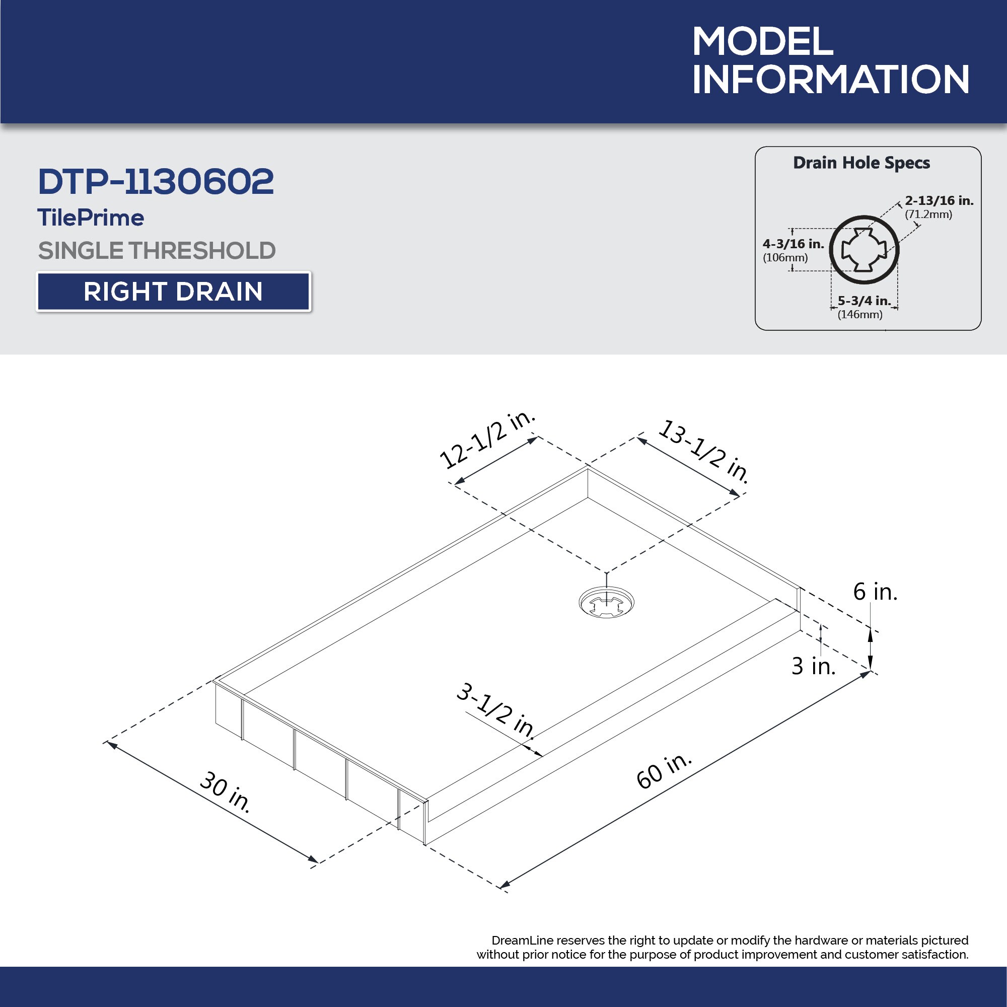 DreamLine DTP-1130602 Shower-Floors - View #2